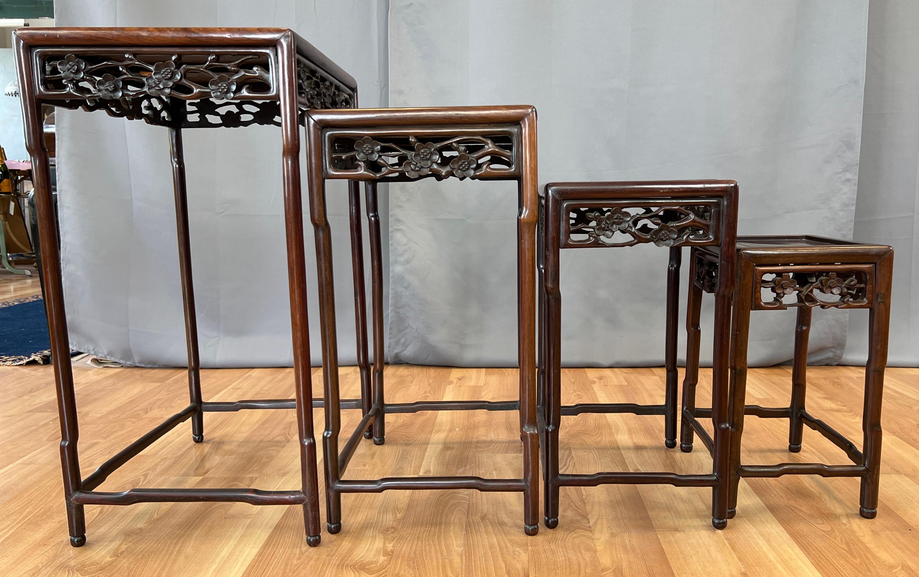 Set of Four Late 19th or Early 20th Century Chinese Nesting Tables of Zitan Wood For Sale 14