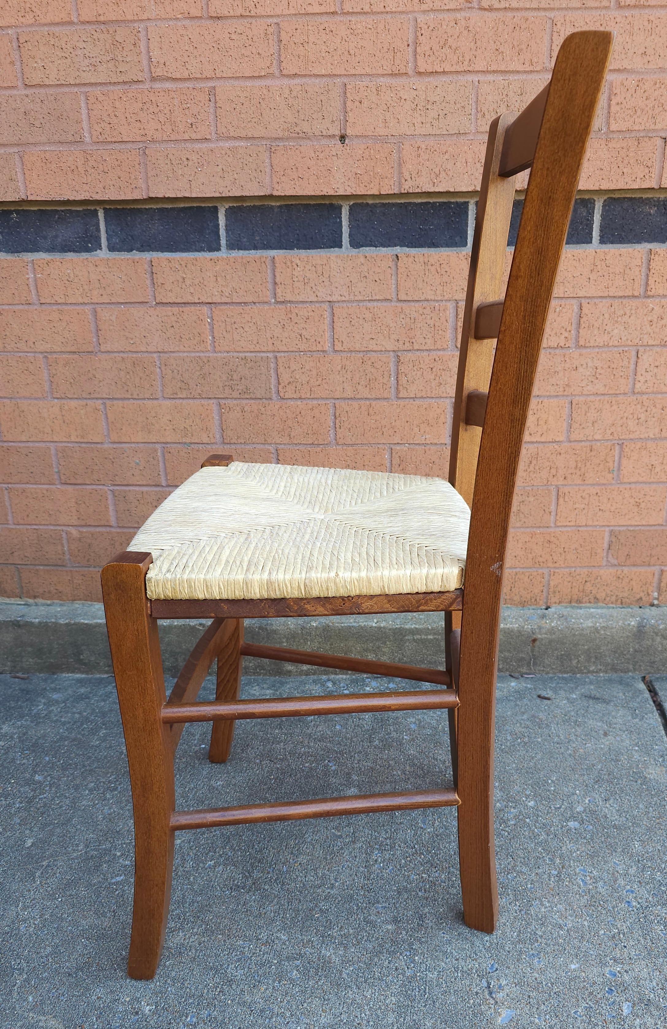 Set of Four Late 20th Century Italian Country Cherry and Rush Seat Dining Chairs For Sale 6