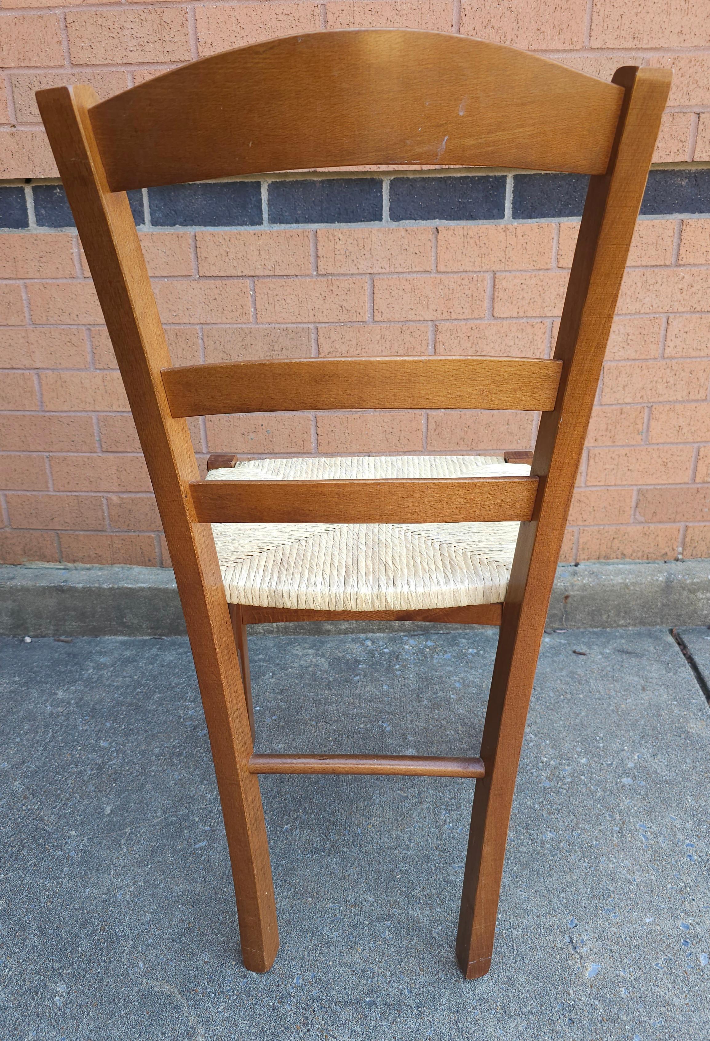 Set of Four Late 20th Century Italian Country Cherry and Rush Seat Dining Chairs For Sale 3