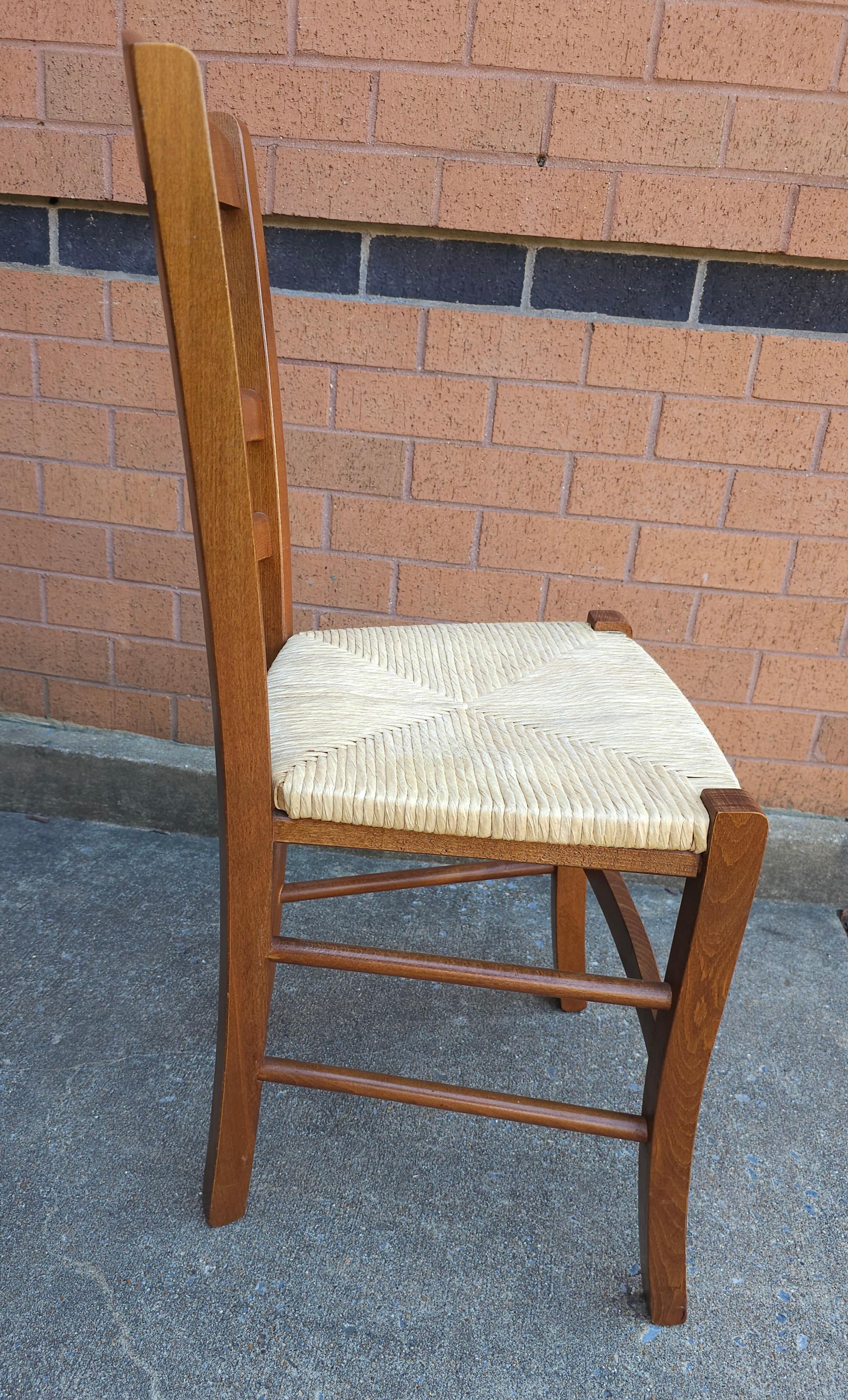 Set of Four Late 20th Century Italian Country Cherry and Rush Seat Dining Chairs For Sale 4