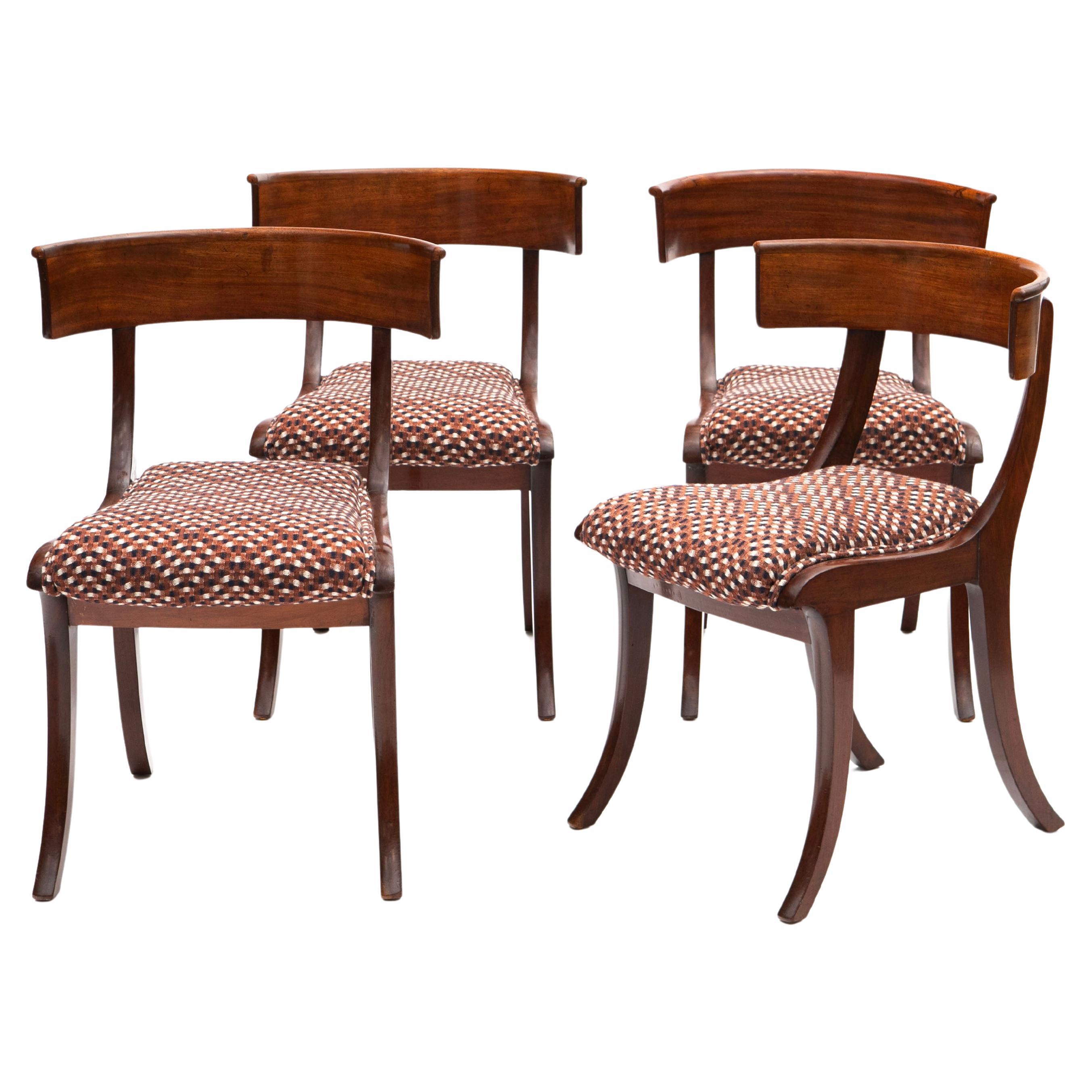 Set of Four Late Empire Klismos mahogany And Beech Chairs.