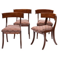 Antique Set of Four Late Empire Klismos mahogany And Beech Chairs.