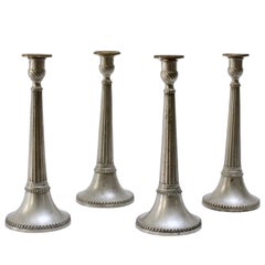 Set of Four Late Gustavian Pewter Candlesticks by Eric Pettersson Krietz