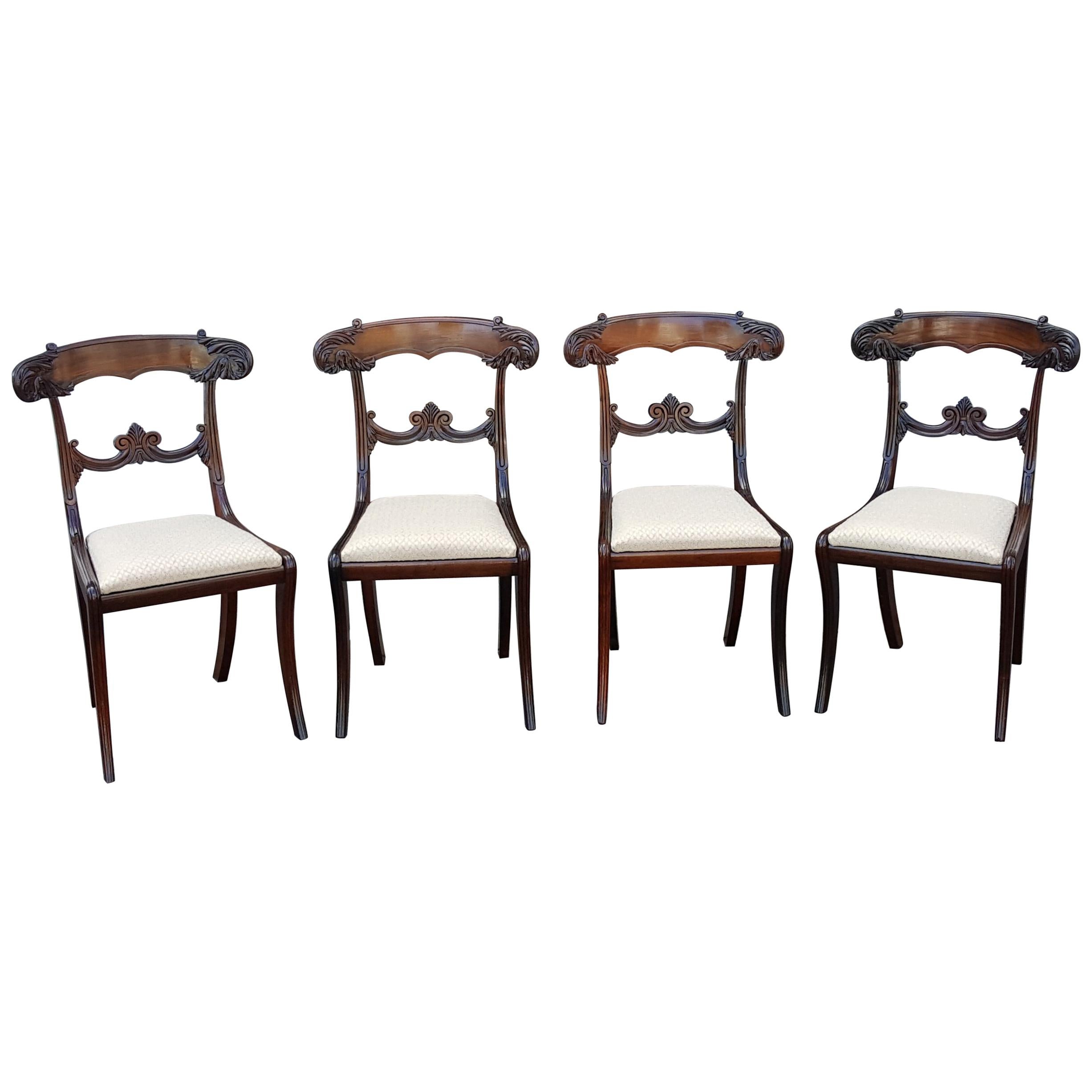Set of Four Late Regency Rosewood Dining Chairs
