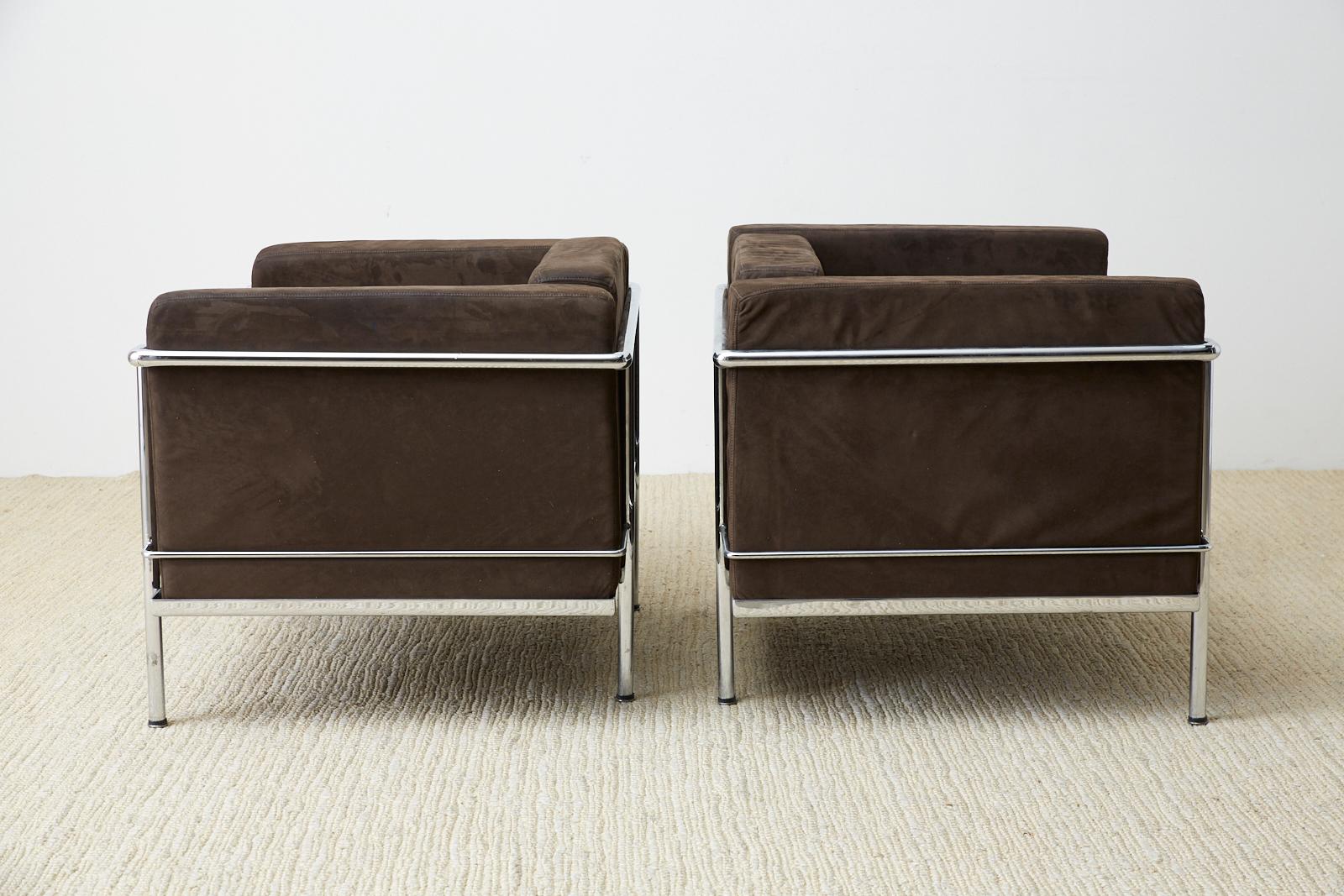 Fabric Set of Four Le Corbusier LC3 Style Lounge Chairs for Mobelaris