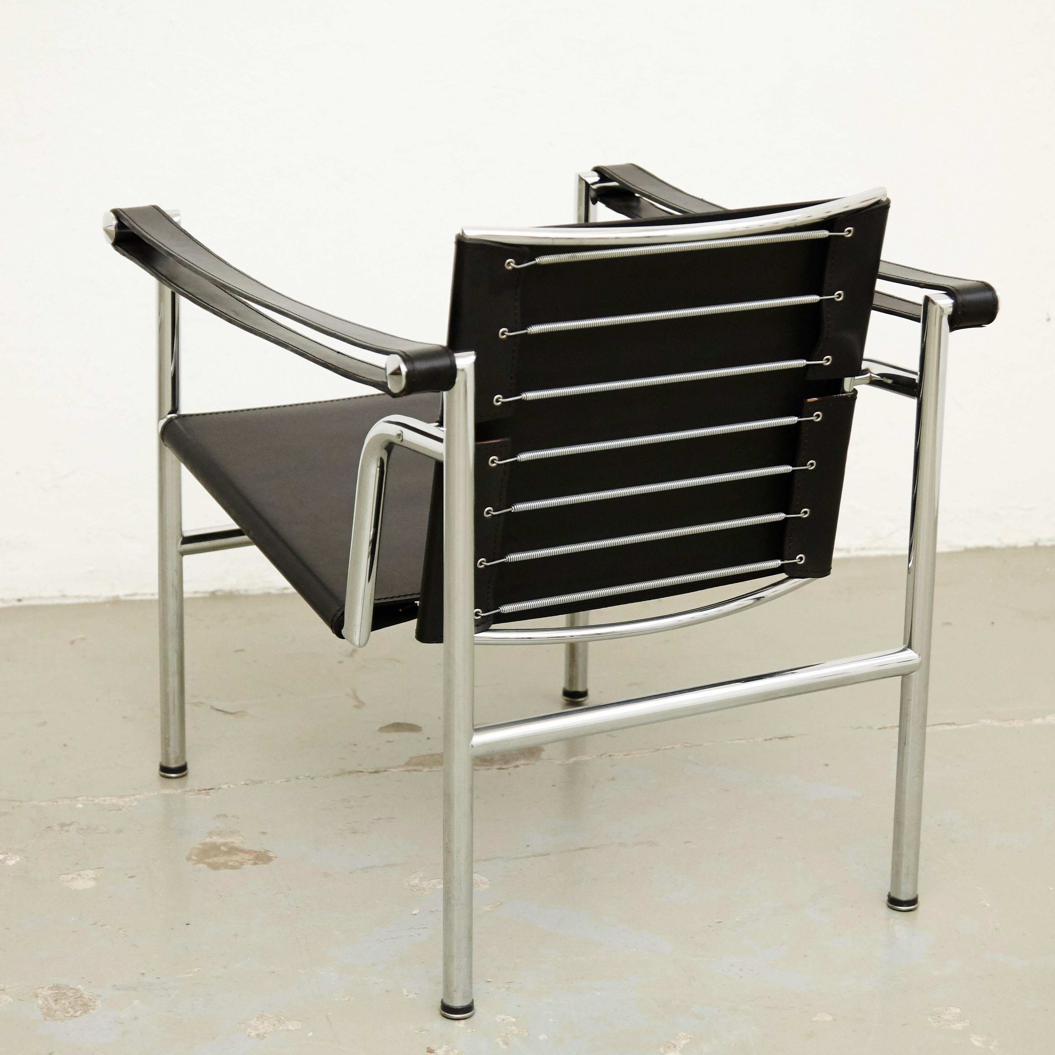 Set of Four Le Corbusier, Pierre Jeanneret Charlotte Perriand LC1 Black Leather 2