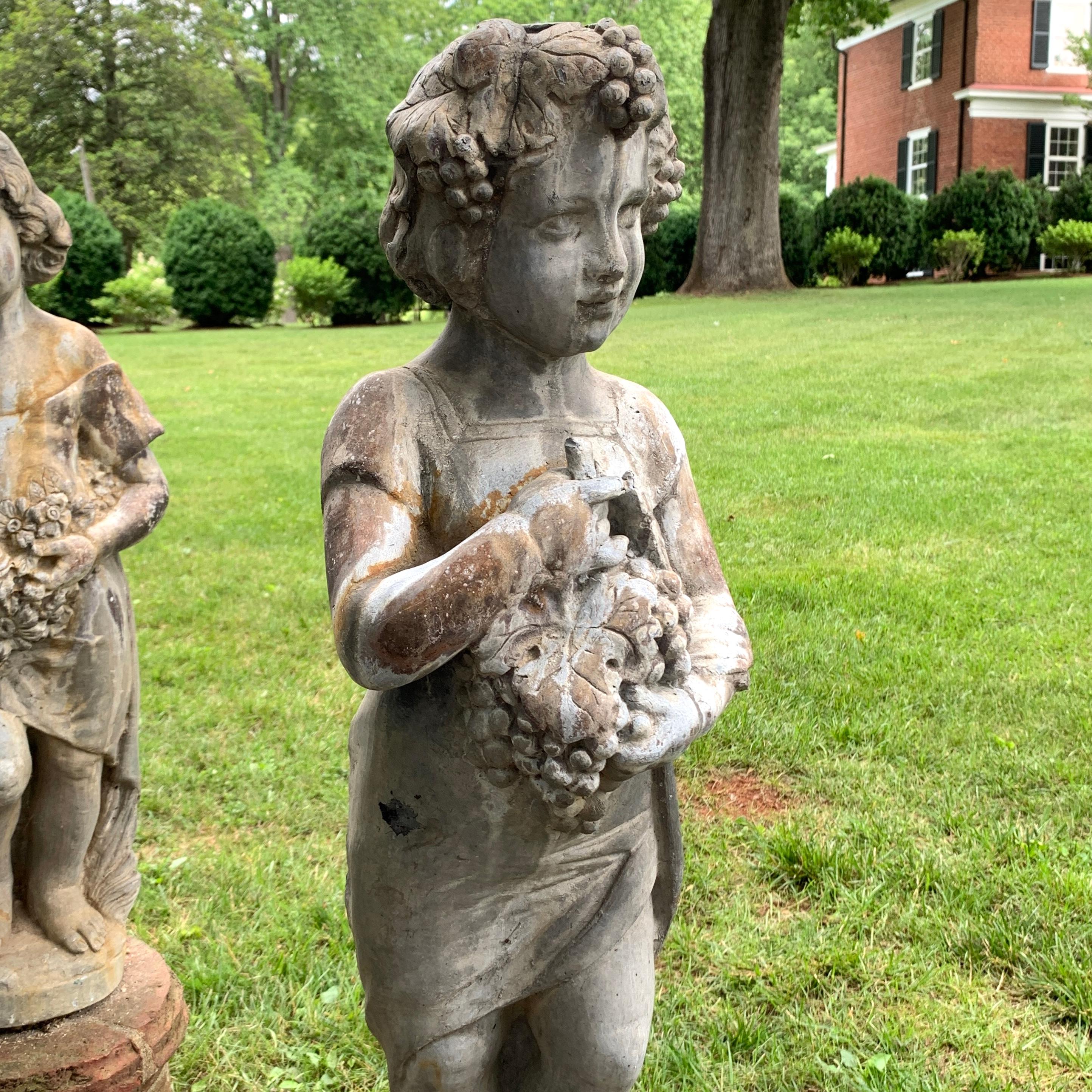 Classical Roman Set of Four Lead Garden Statues Depicting the Four Seasons