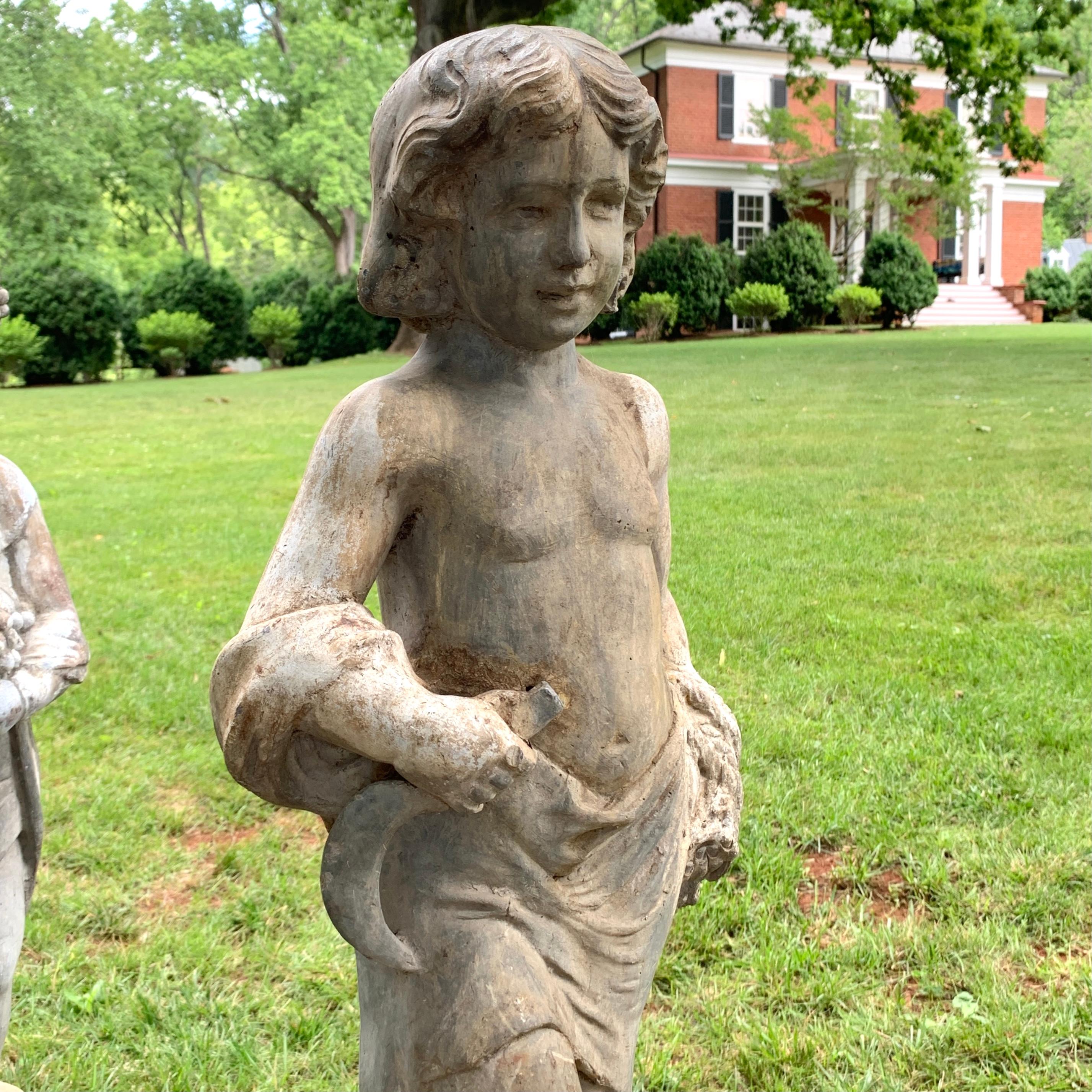 English Set of Four Lead Garden Statues Depicting the Four Seasons