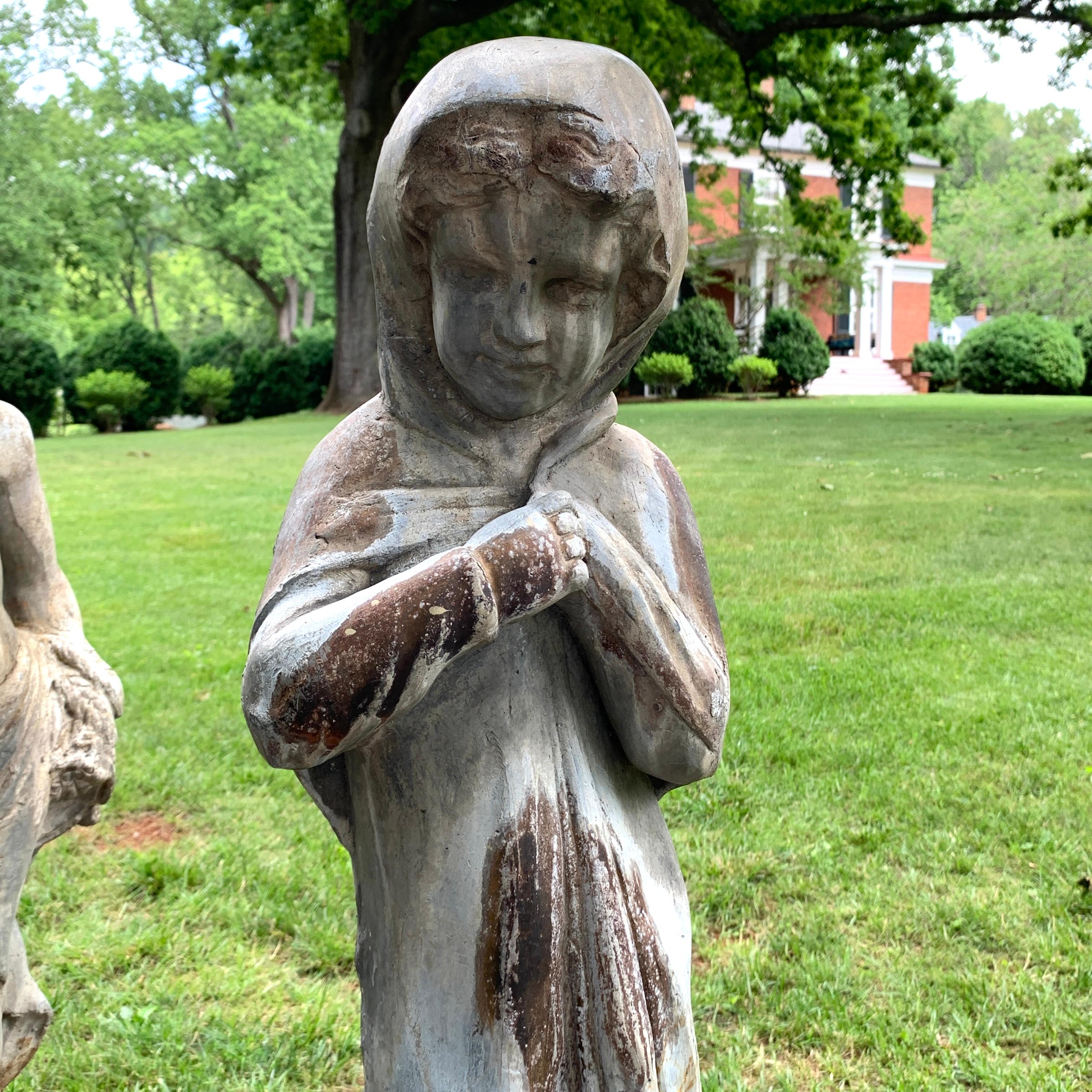 Set of Four Lead Garden Statues Depicting the Four Seasons In Good Condition In Kilmarnock, VA