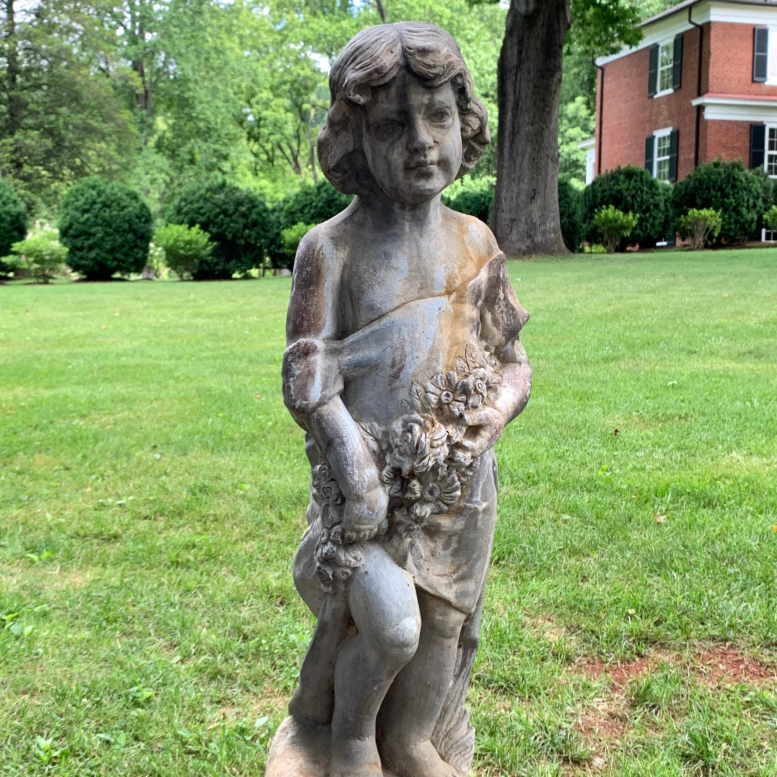 20th Century Set of Four Lead Garden Statues Depicting the Four Seasons