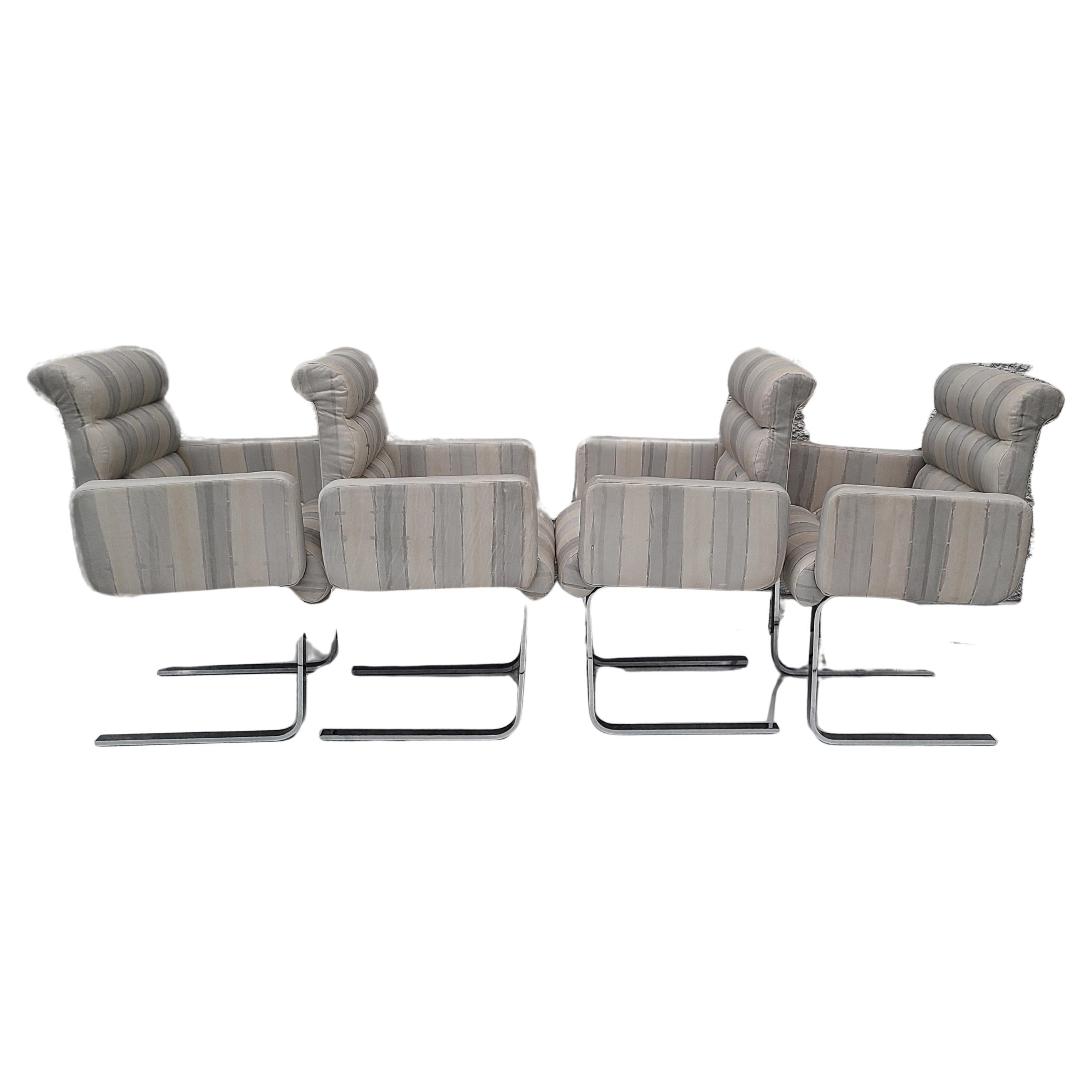 Set of Four Leather and Chrome Dining Chairs by Preview 6