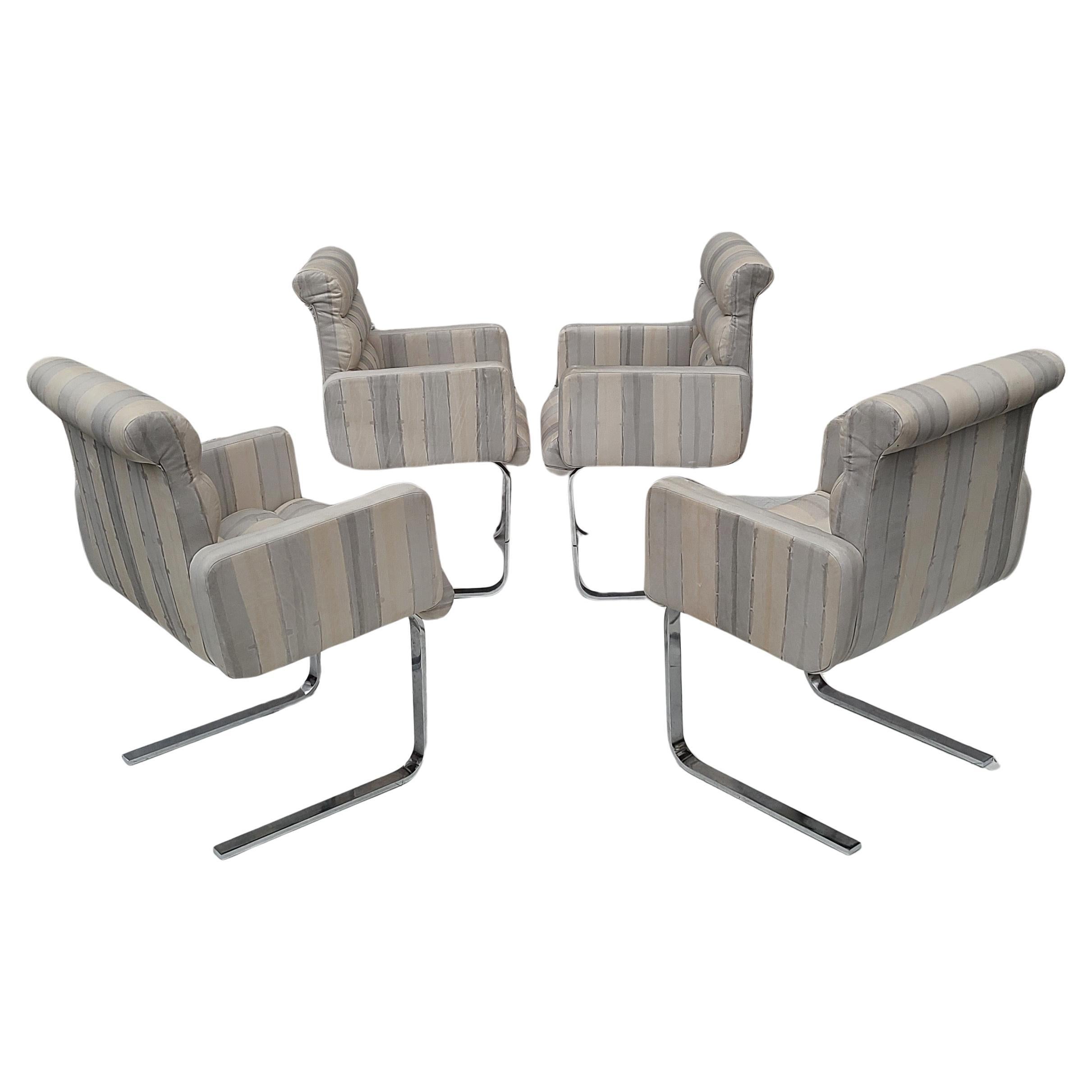 Set of Four Leather and Chrome Dining Chairs by Preview 7