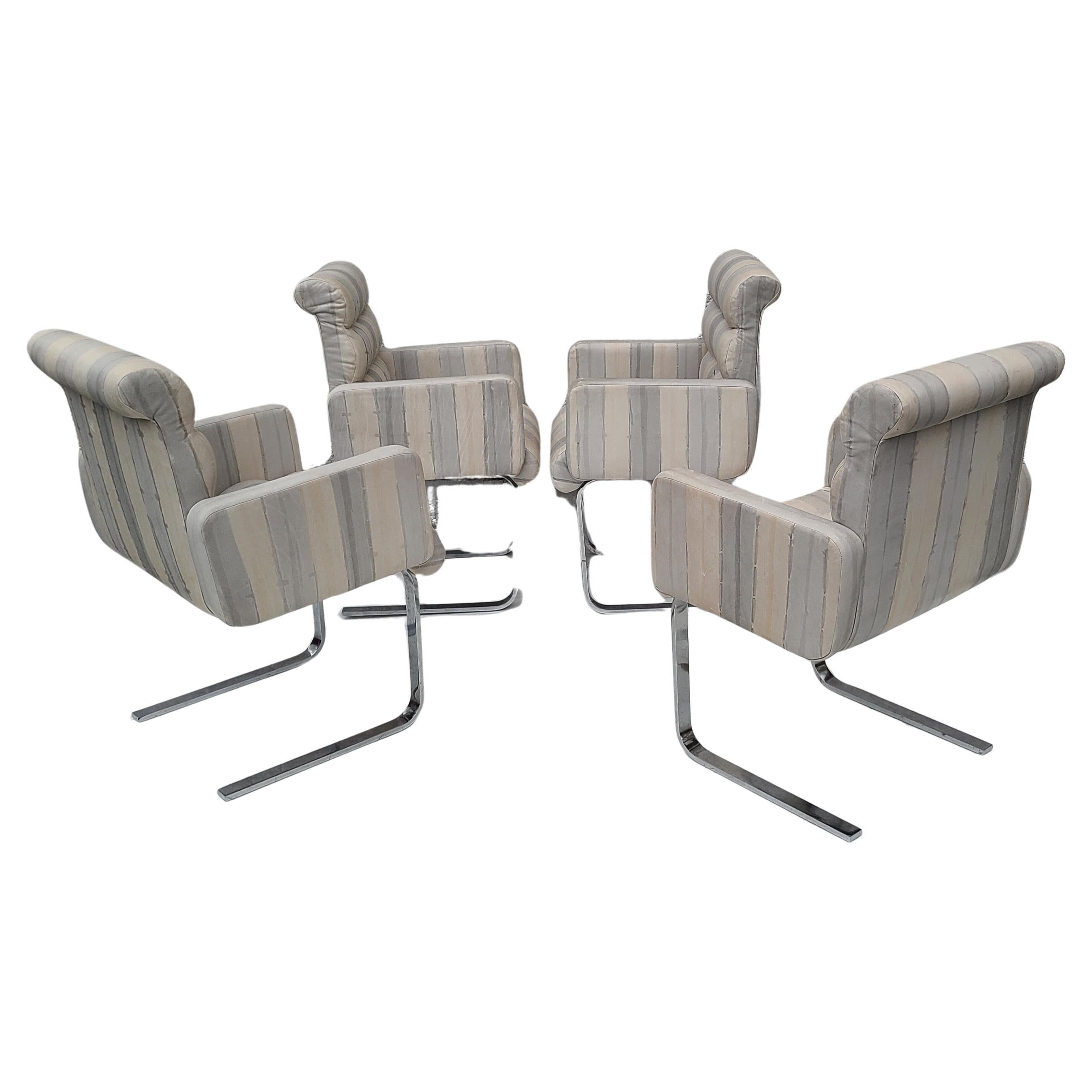 Set of Four Leather and Chrome Dining Chairs by Preview 8