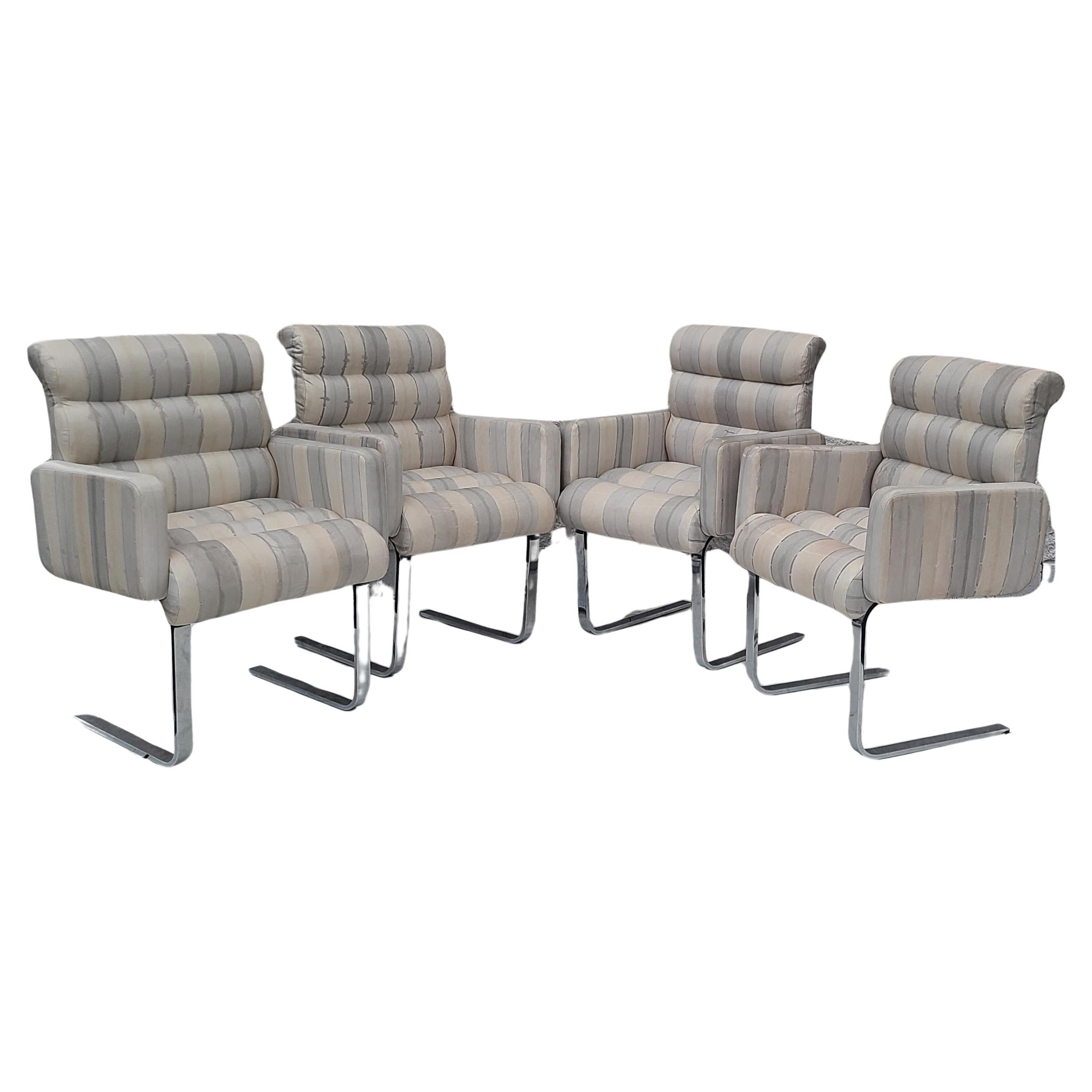 Set of Four Leather and Chrome Dining Chairs by Preview 9