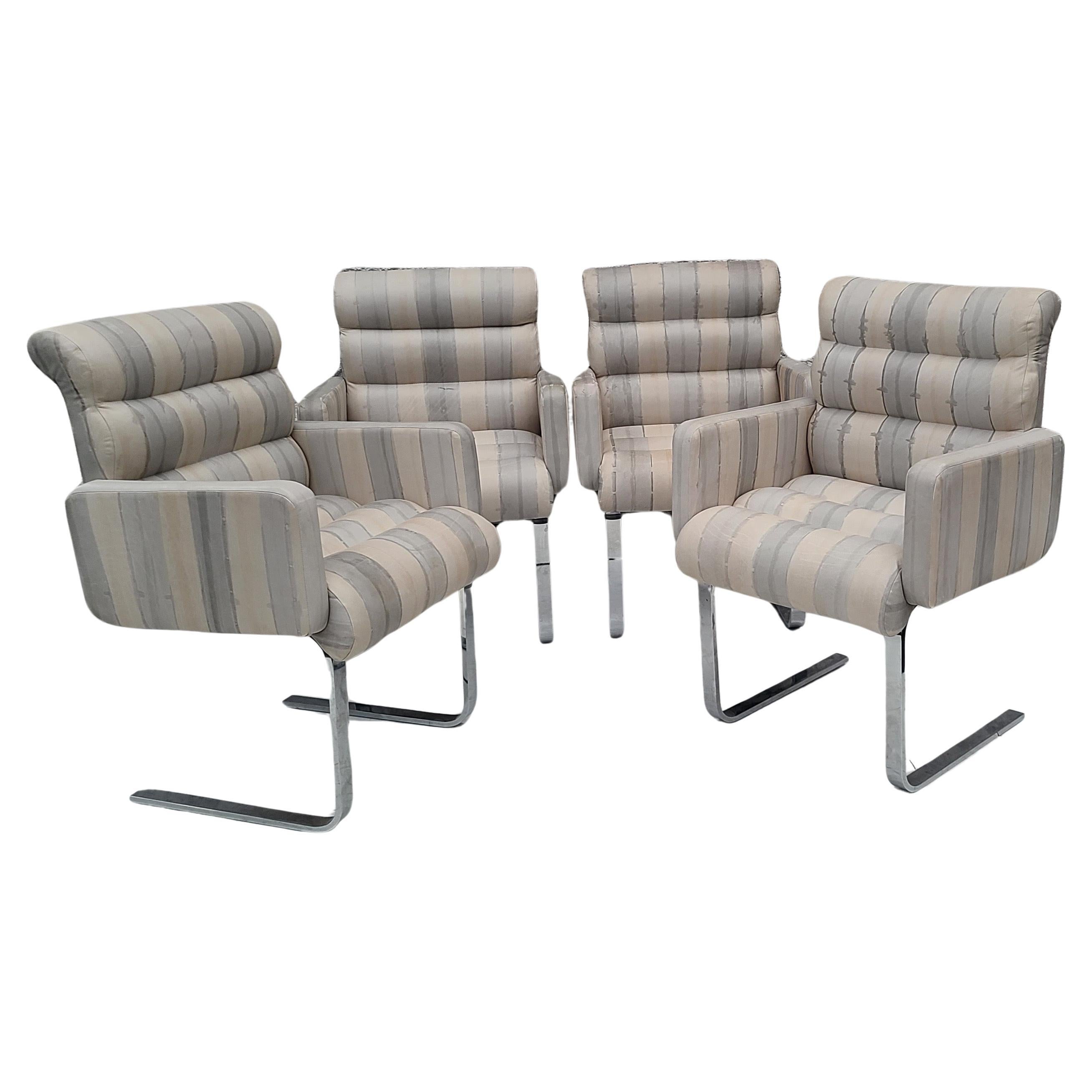 Set of Four Leather and Chrome Dining Chairs by Preview 3