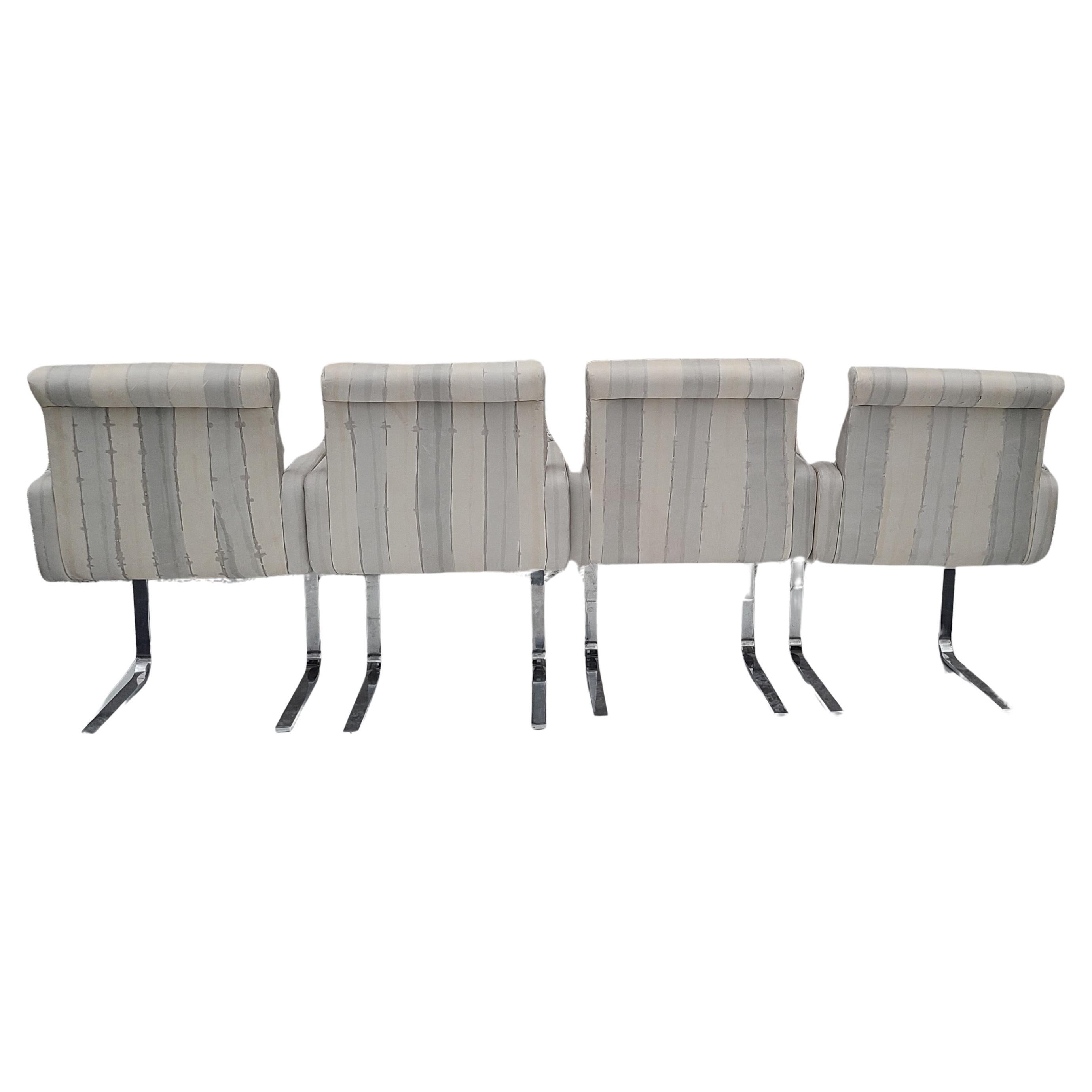 Set of Four Leather and Chrome Dining Chairs by Preview 5