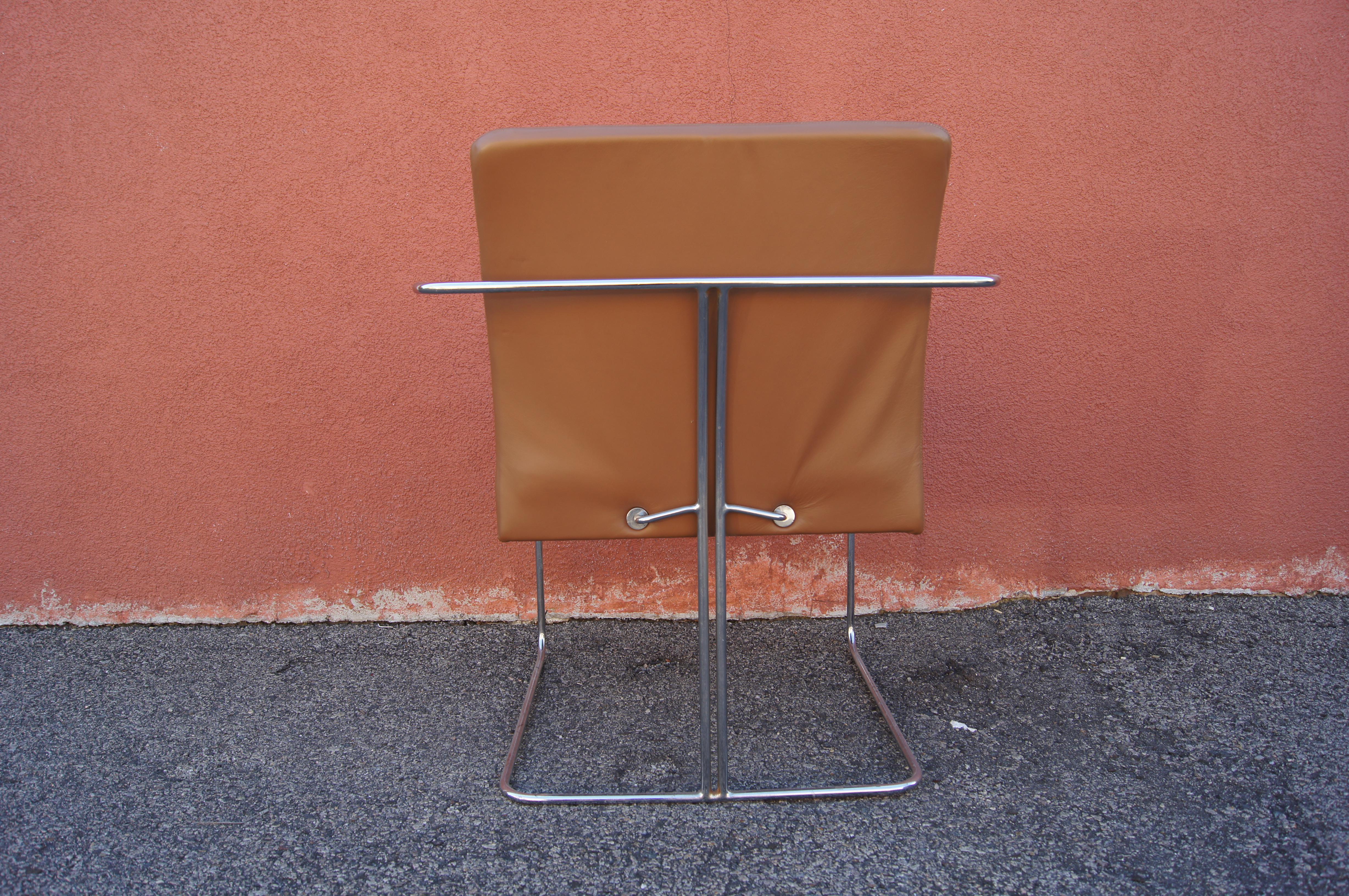 Italian Set of Four Leather and Chrome P15 Armchairs by Ernesto Radaelli for Saporiti For Sale
