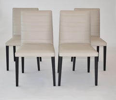 Set of Four Leather and Wood Dining Chairs by Poltrona Frau. 'Louise'