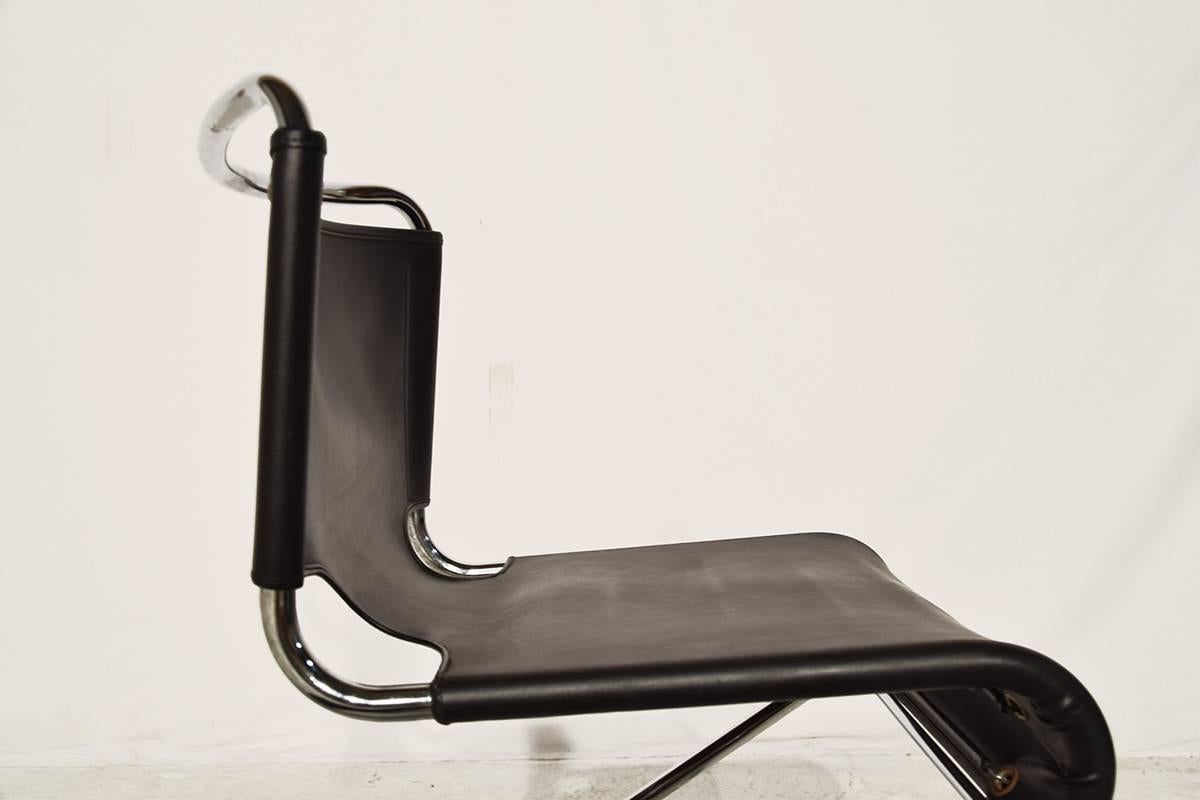 Set of Four Leather Biscia Chairs by Pascal Mourgue for Steiner, 1960s 4