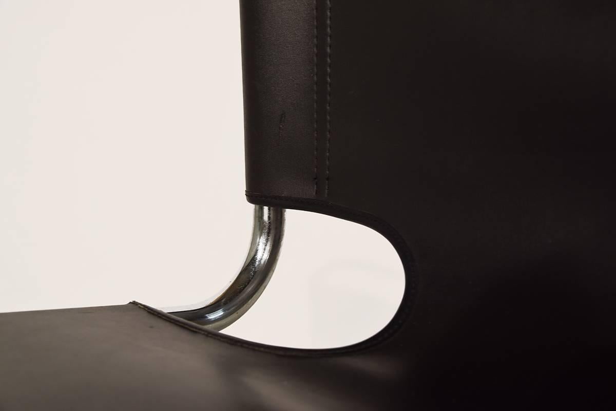 Set of Four Leather Biscia Chairs by Pascal Mourgue for Steiner, 1960s 5