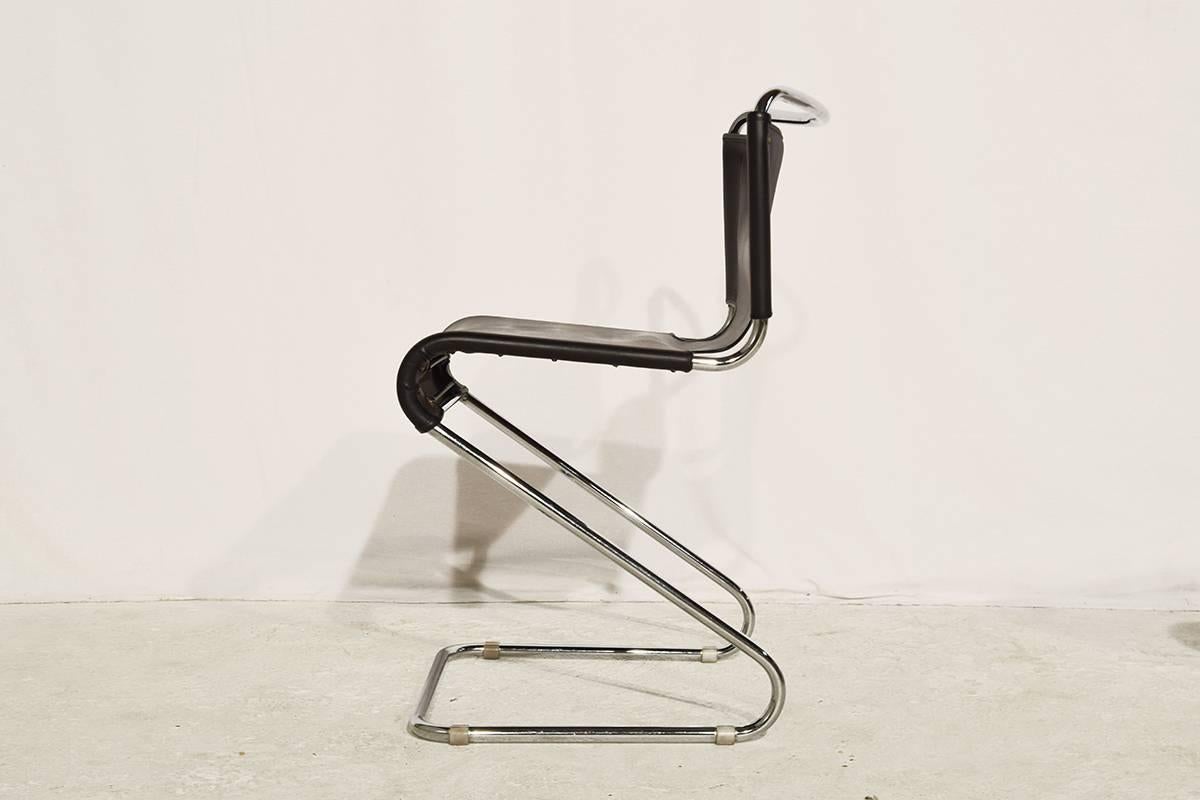 Set of Four Leather Biscia Chairs by Pascal Mourgue for Steiner, 1960s In Good Condition In The Hague, NL