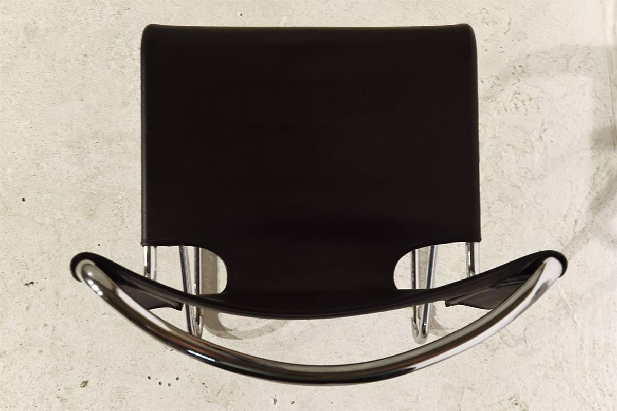 Mid-20th Century Set of Four Leather Biscia Chairs by Pascal Mourgue for Steiner, 1960s