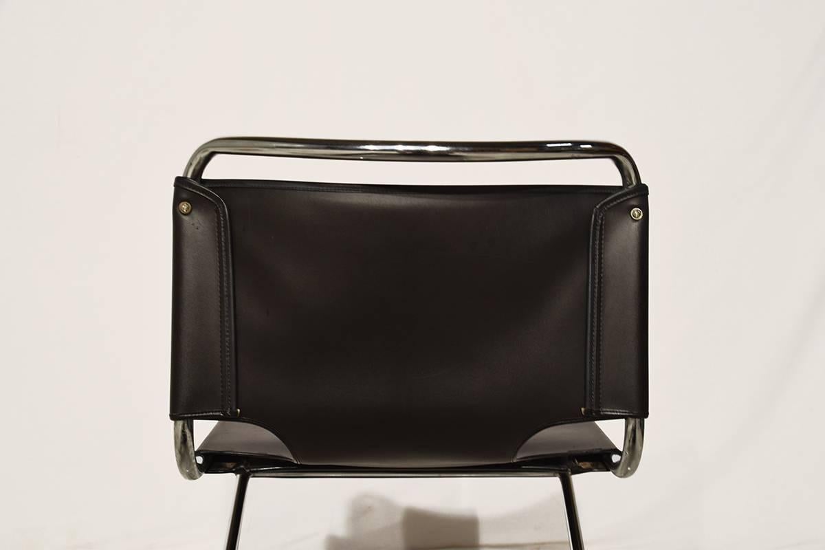 Set of Four Leather Biscia Chairs by Pascal Mourgue for Steiner, 1960s 2