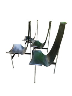 Seltener Satz von vier Lederstühlen von William Katavolos