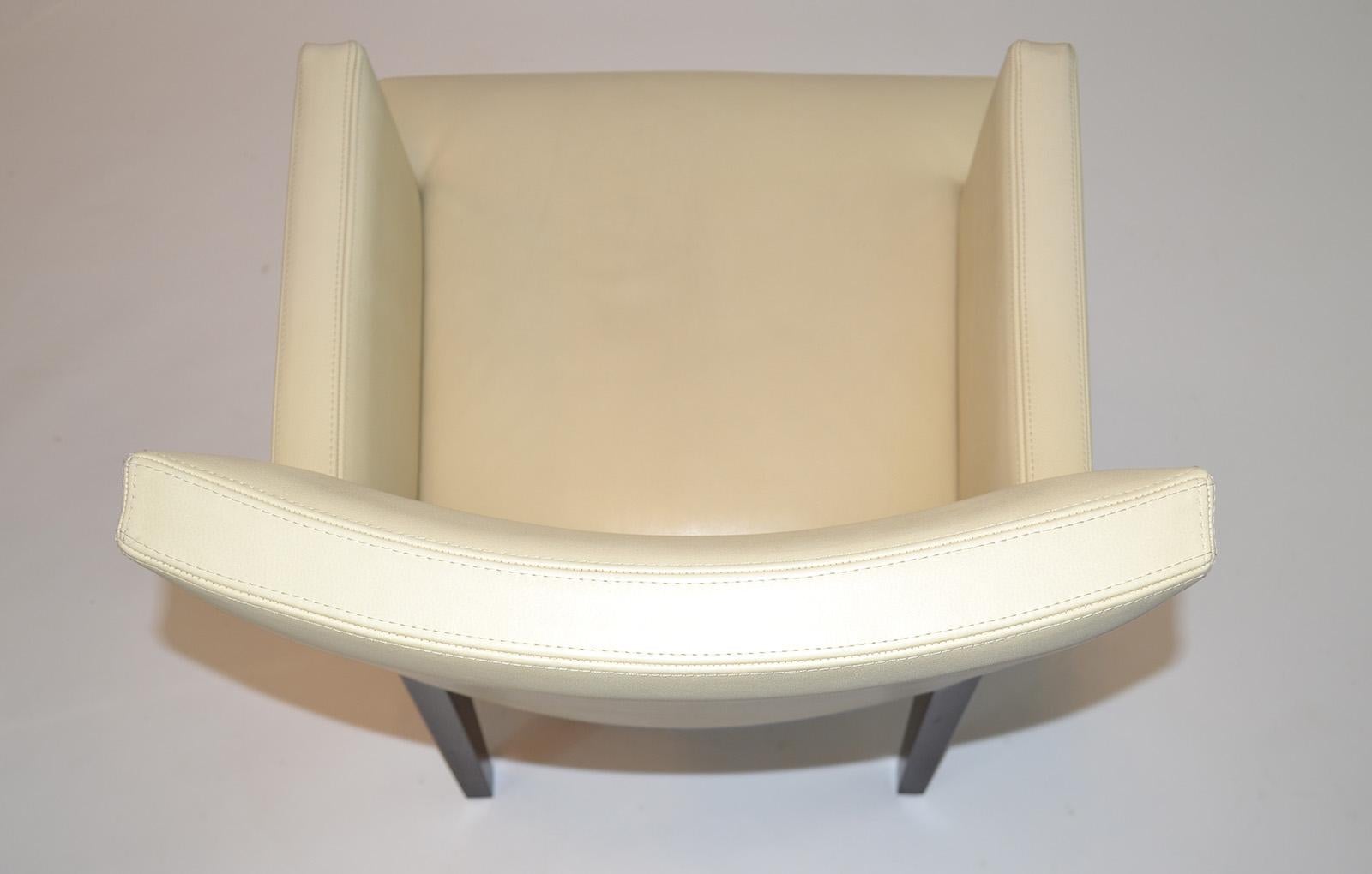 Set of Four Leather Dining / Arm Chairs Christian Liaigre for Holly Hunt c. 2000 In Good Condition In Fort Lauderdale, FL