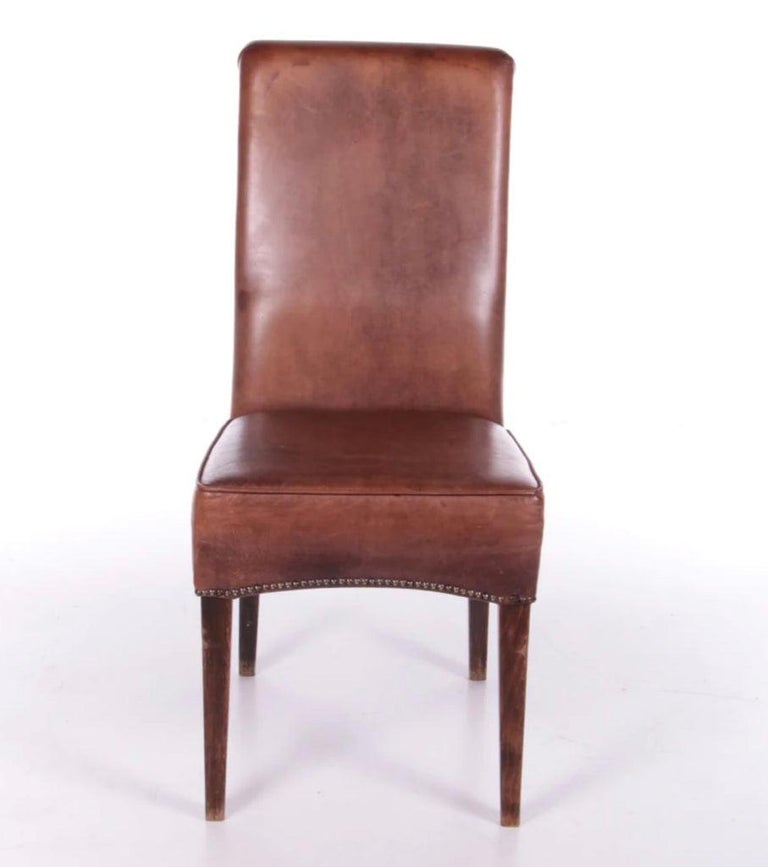 Set of Four Leather Dining Chairs For Sale at 1stDibs