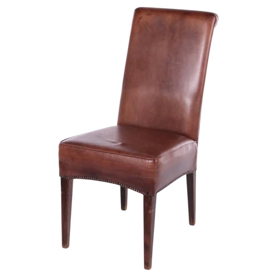 Steve Leonard for Brayton Metallic Gold Leather Dining Chairs, Set of 8