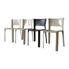 Set of Four Leather Dining Chairs, Model S91 by Giancarlo Vegni for Fasem