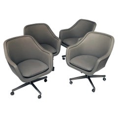 Set of Four Leather Swivel Chairs by Ward Bennett