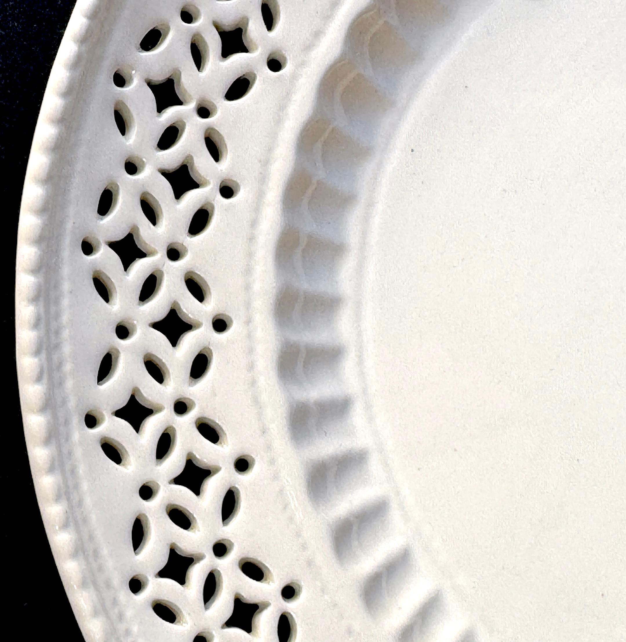Set of Four Leedsware Classical Creamware Pierced Plates, 20th Century 2