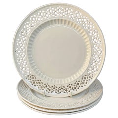 Set of Four Leedsware Classical Creamware Pierced Plates, 20th Century