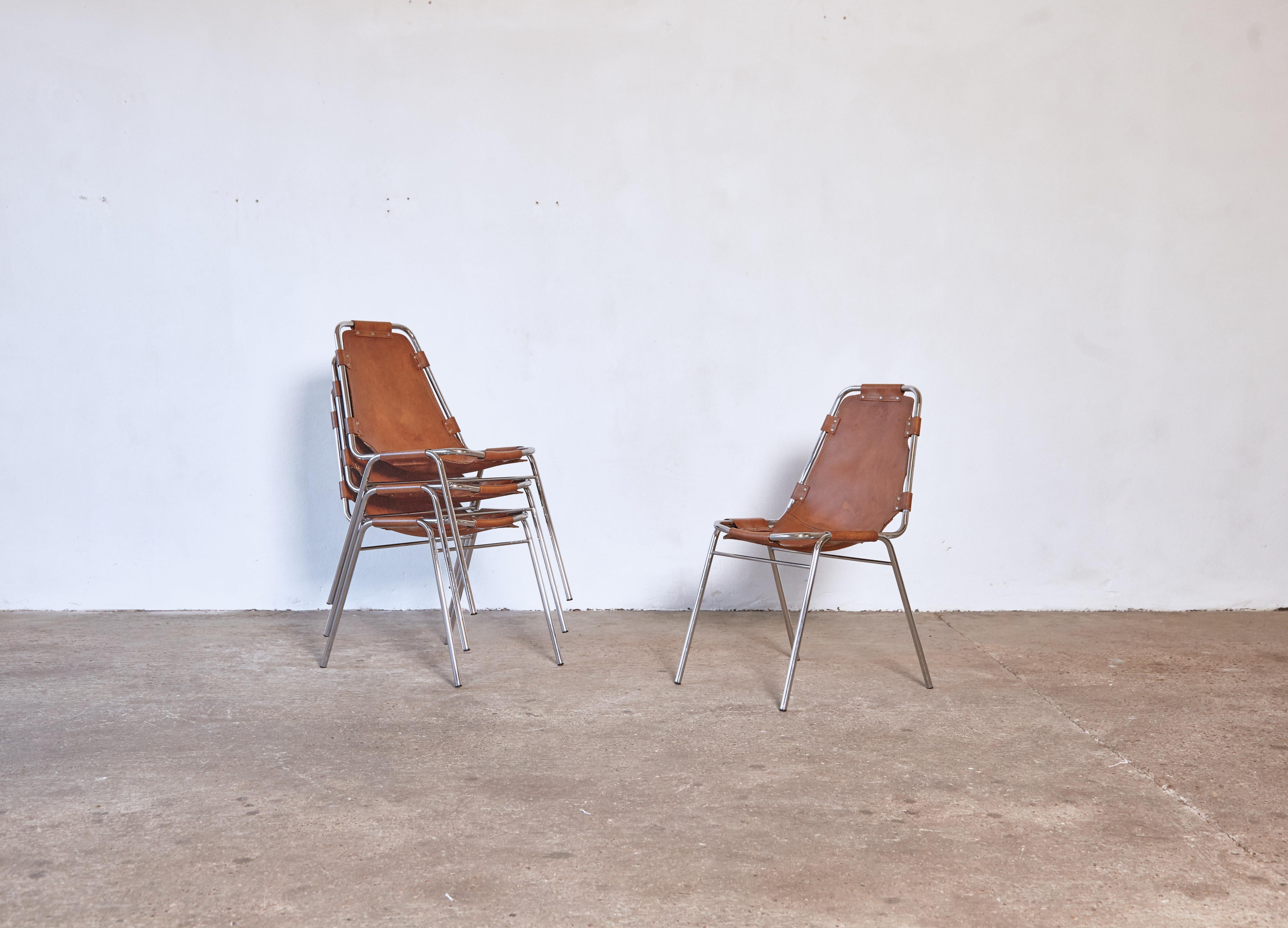 Mid-Century Modern Set of Four 'Les Arcs' Chairs Selected by Charlotte Perriand, 1970s