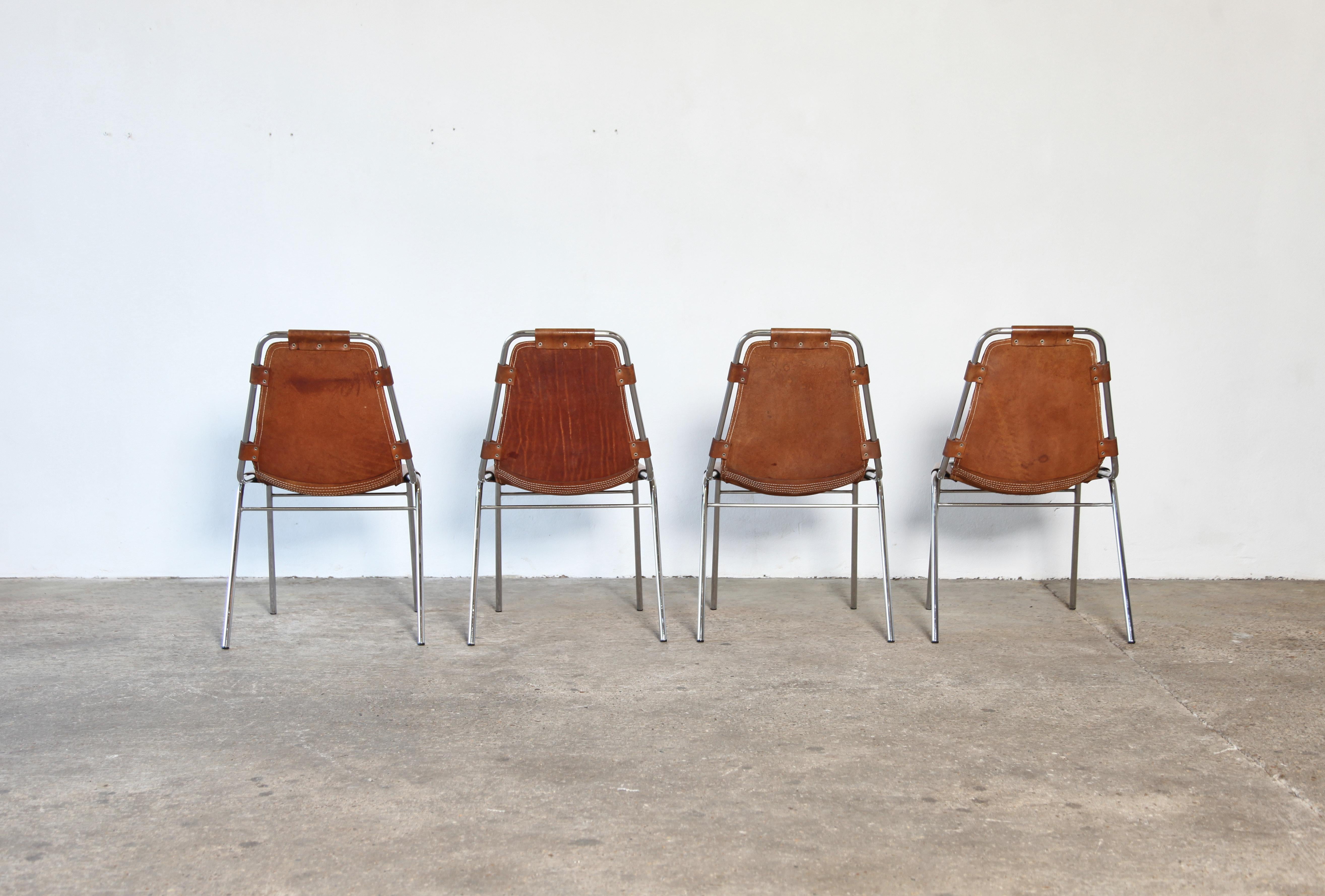 French Set of Four 'Les Arcs' Chairs Selected by Charlotte Perriand, 1970s