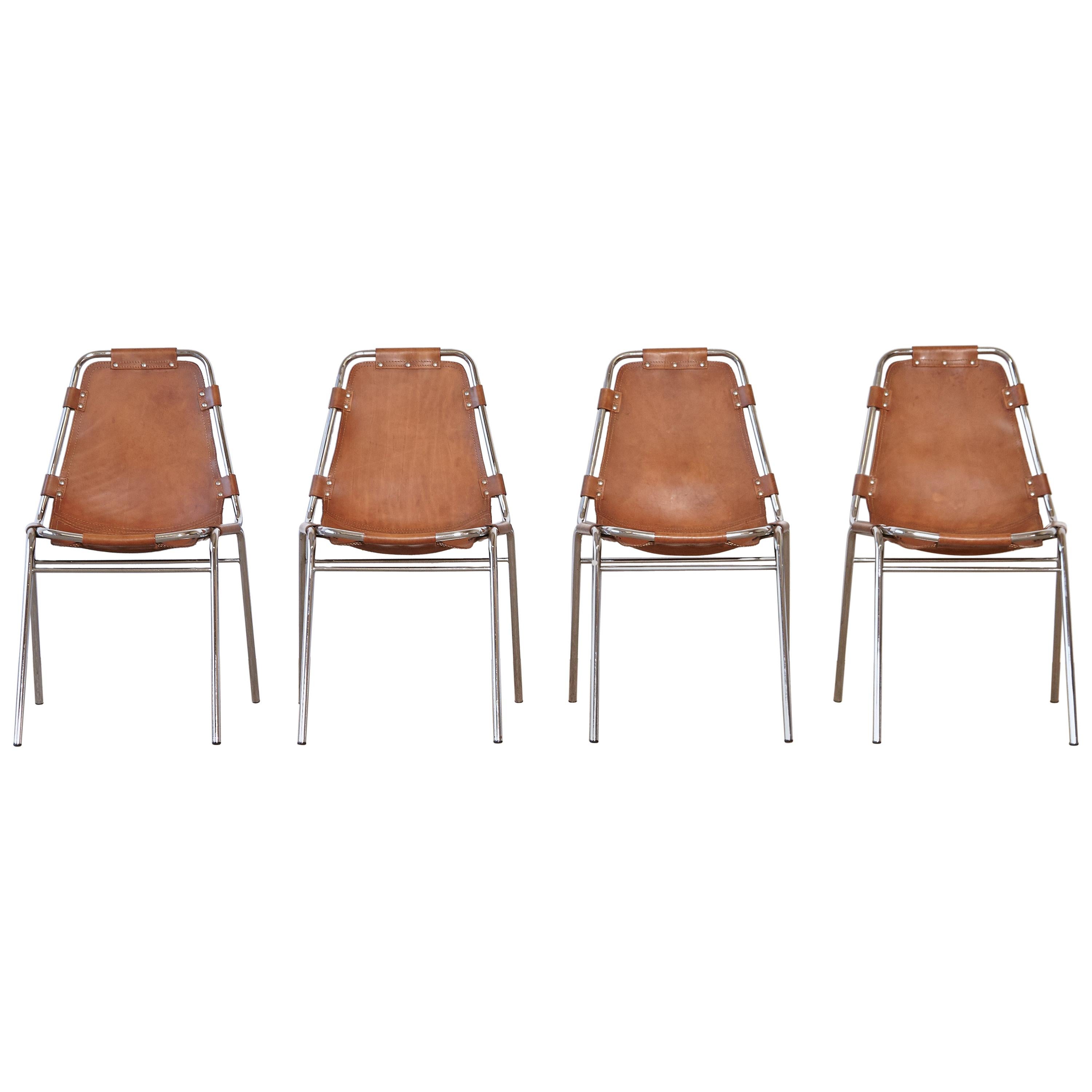 Set of Four 'Les Arcs' Chairs Selected by Charlotte Perriand, 1970s