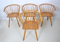 Satz von vier Leslie Diamond „Modernmates“-Esszimmerstühlen im Kapitänsstil, 1950er Jahre