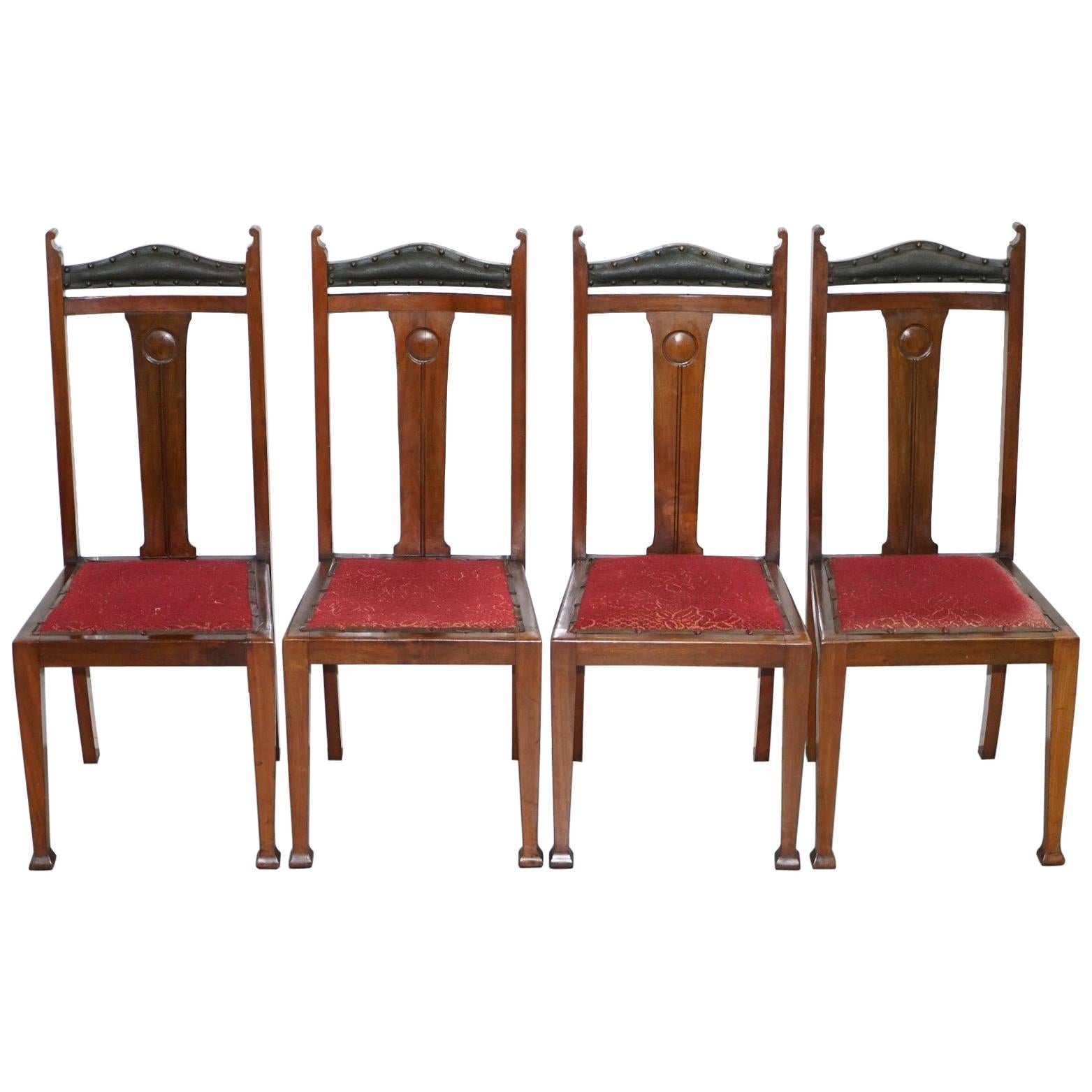 Set of Four Liberty's London Arts & Crafts Dining Room Chairs Archibald Knox