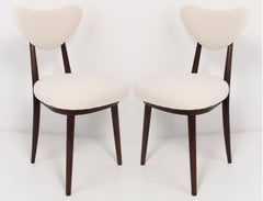 Set of Four Light Boucle Heart Chairs, Europe, 1960s