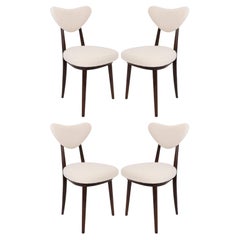 Set of Four Light Boucle Heart Chairs, Europe, 1960s