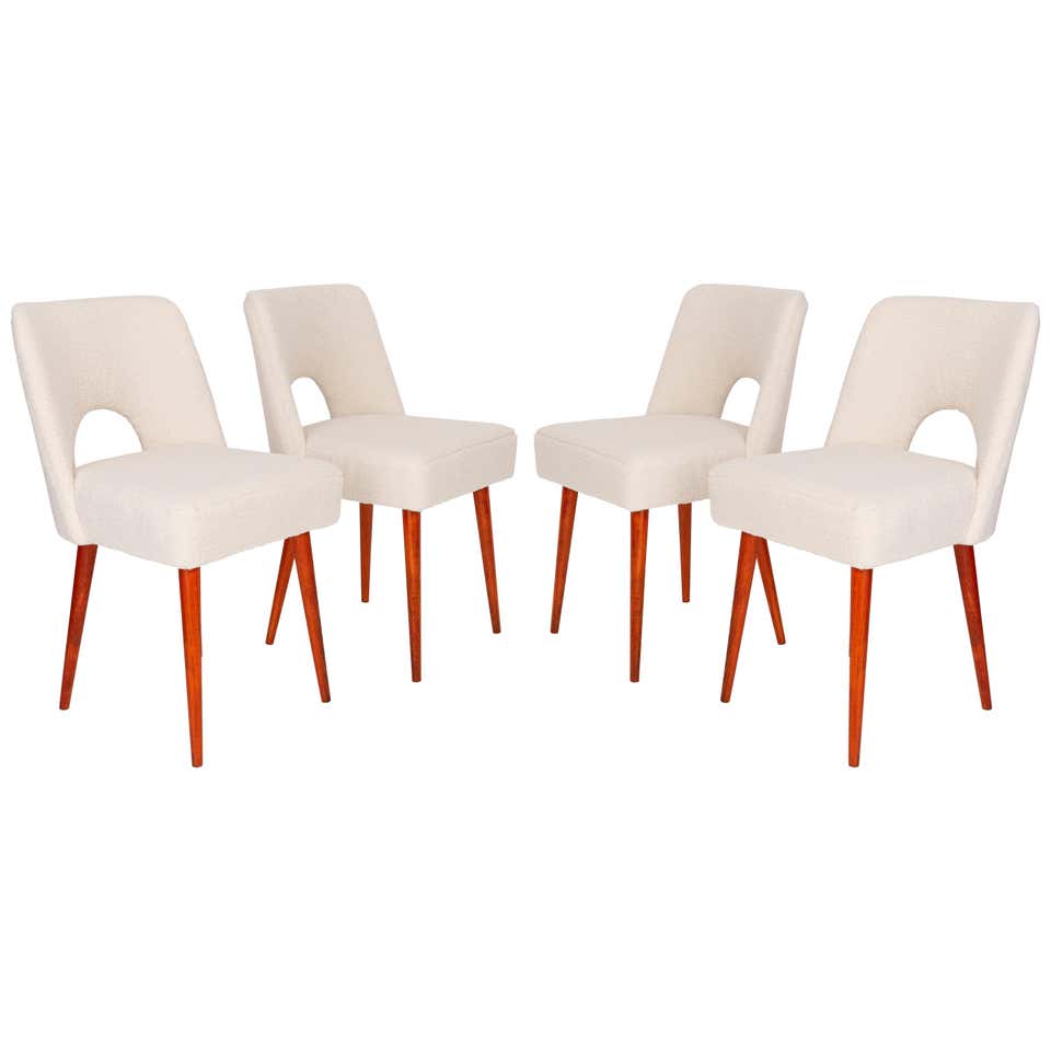 Wonderful Set of Four White Lacquer Shell Back chairs at 1stDibs