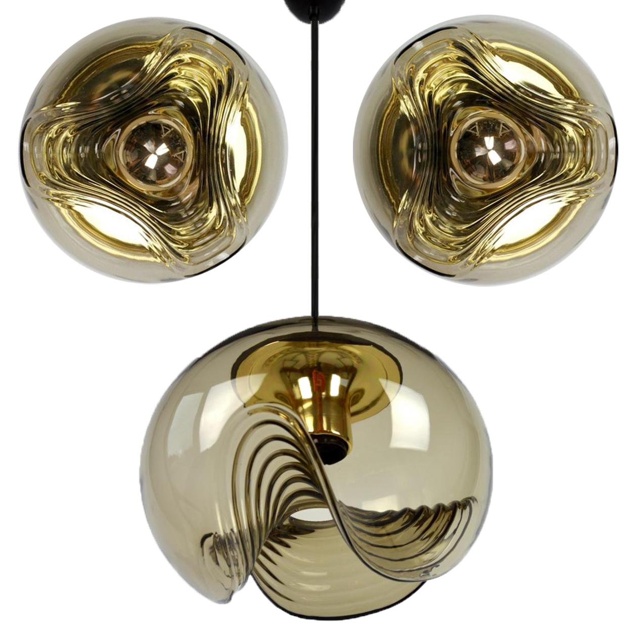 Late 20th Century Set of Four-Light Fixtures Koch & Lowy, Two Sconces and Twe Pedant Lights, 1970