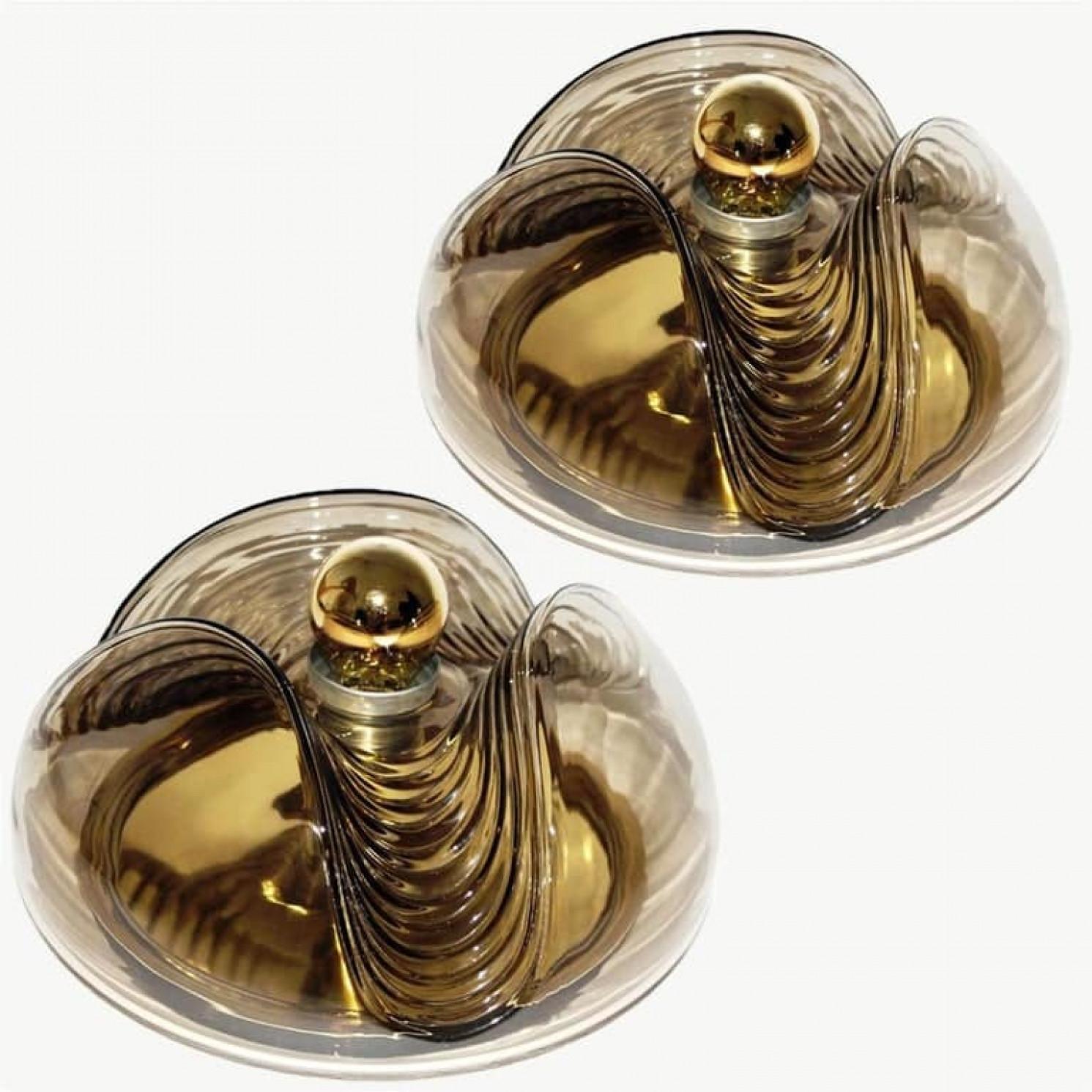 Allemand Set of Four-Light Fixtures Koch & Lowy, Two Sconces and Two Pedant Lights, 1970 en vente