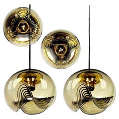 Vintage Set of Four-Light Fixtures Koch & Lowy, Two Sconces and Two Pedant Lights, 1970