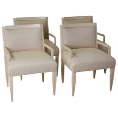 Set of Four-Light Wood Rialto Dining Armchairs by J. Robert Scott