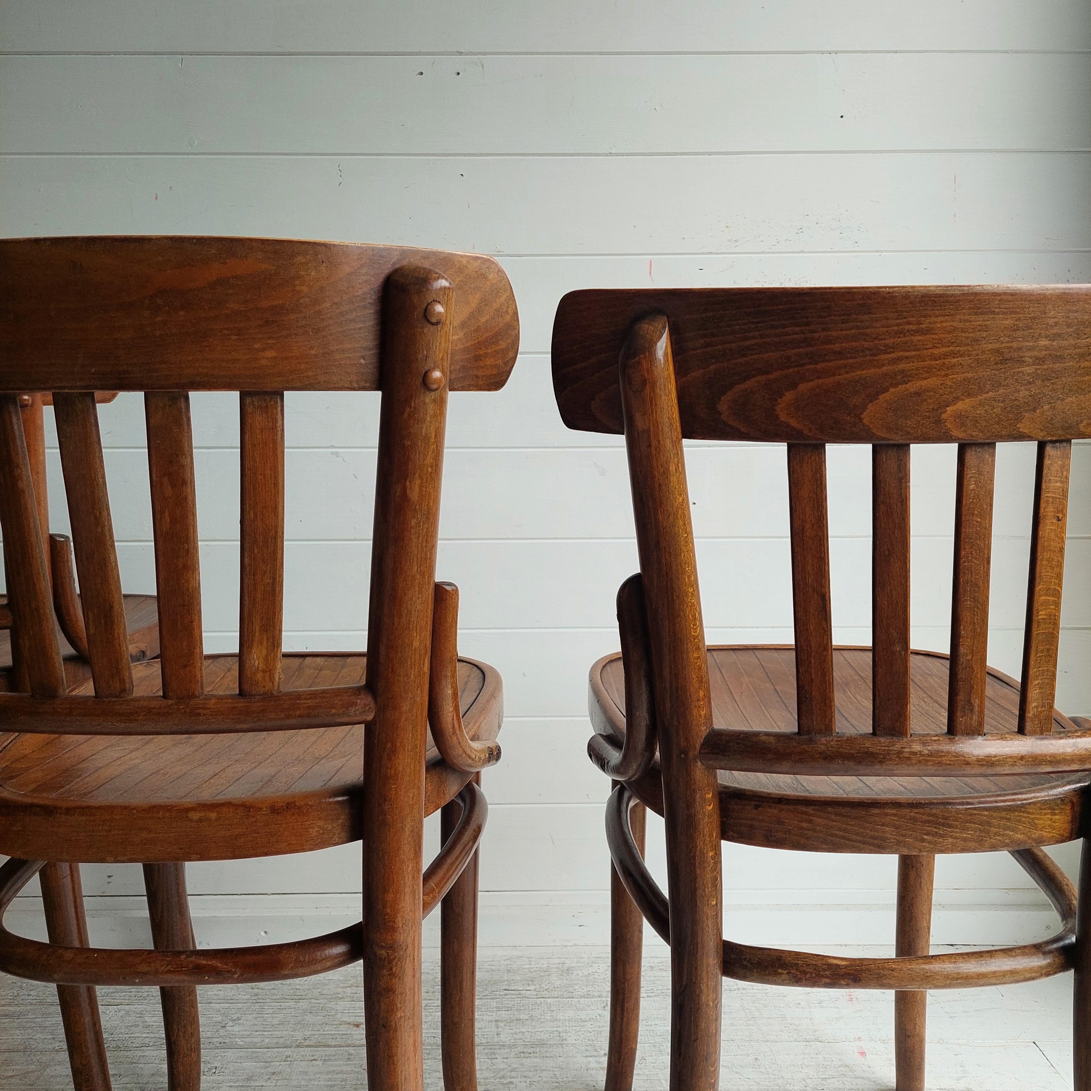 Set Of Four Ligna For Thonet Bentwood Bistro Dining Chairs, Czechoslovakia 30s 10