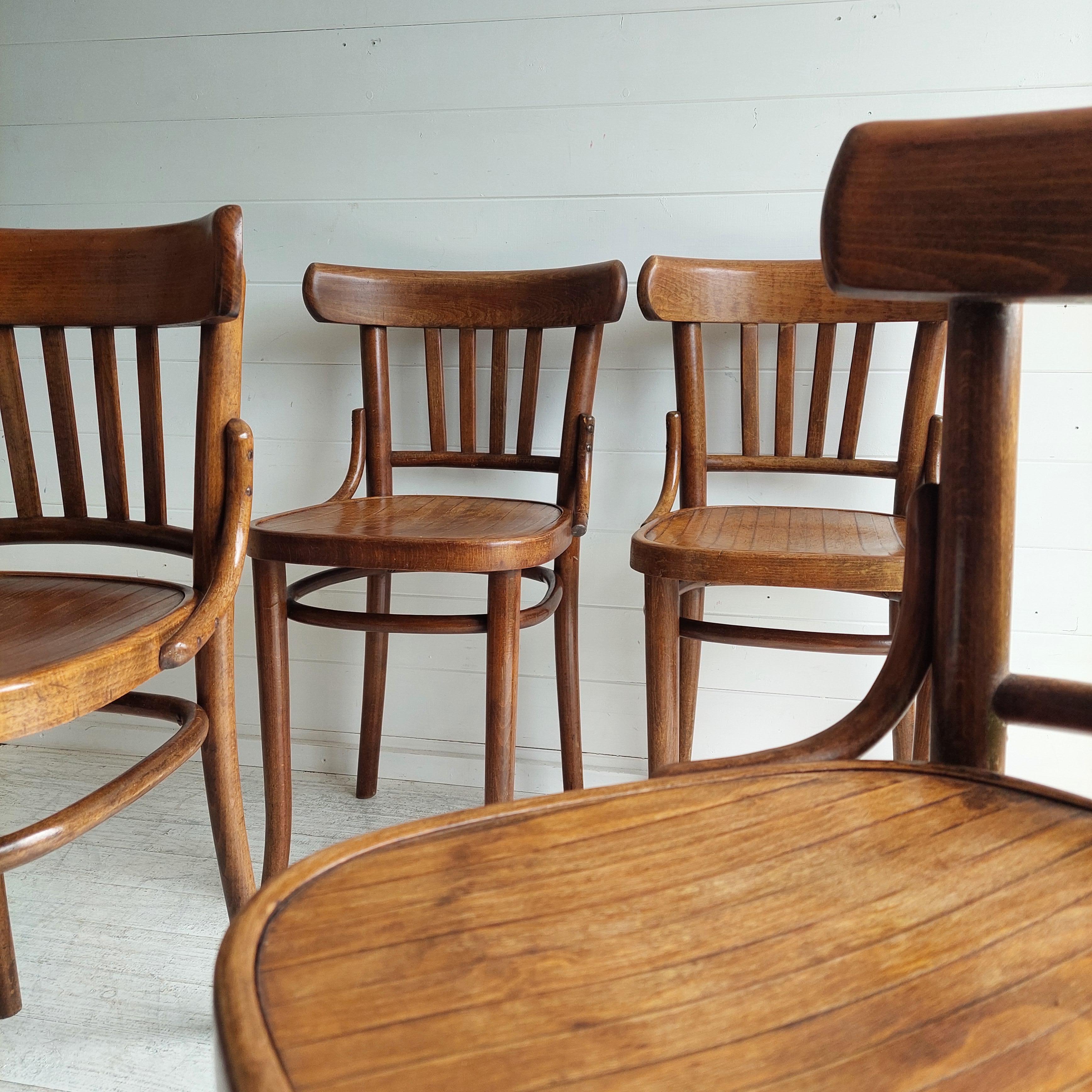 Set Of Four Ligna For Thonet Bentwood Bistro Dining Chairs, Czechoslovakia 30s 1