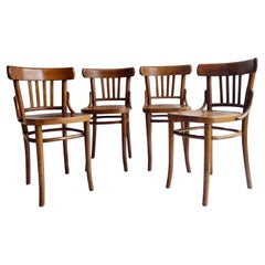 Set Of Four Ligna For Thonet Bentwood Bistro Dining Chairs, Czechoslovakia 30s